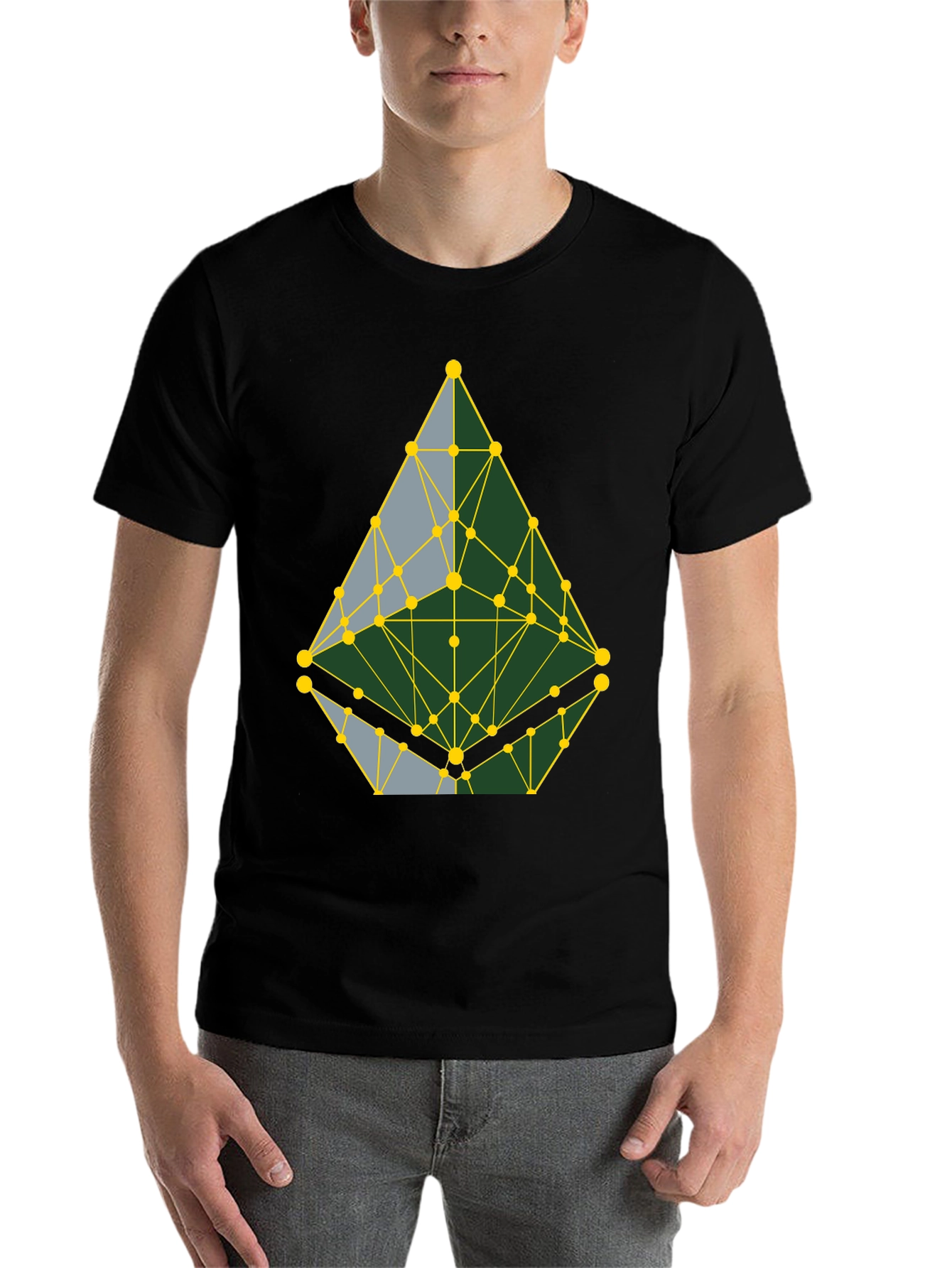 Black Geometric Pattern T-Shirt - Abstract Design, Casual Wear view 7