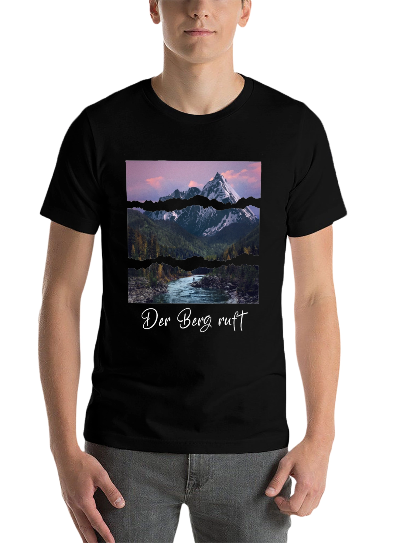 Black Mountain Scene Graphic Tee - Der Berg Ruft Black T-Shirt view 7