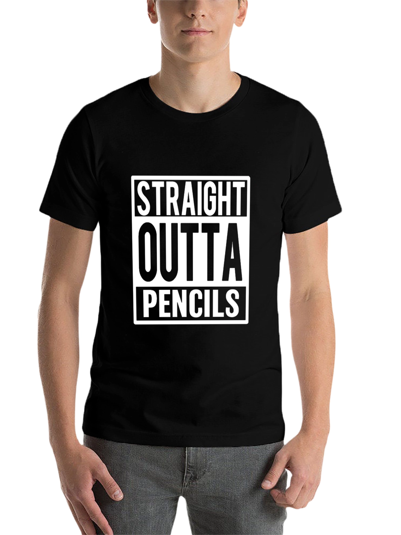 Black Straight Outta Pencils T-Shirt - Funny Graphic Tee view 7