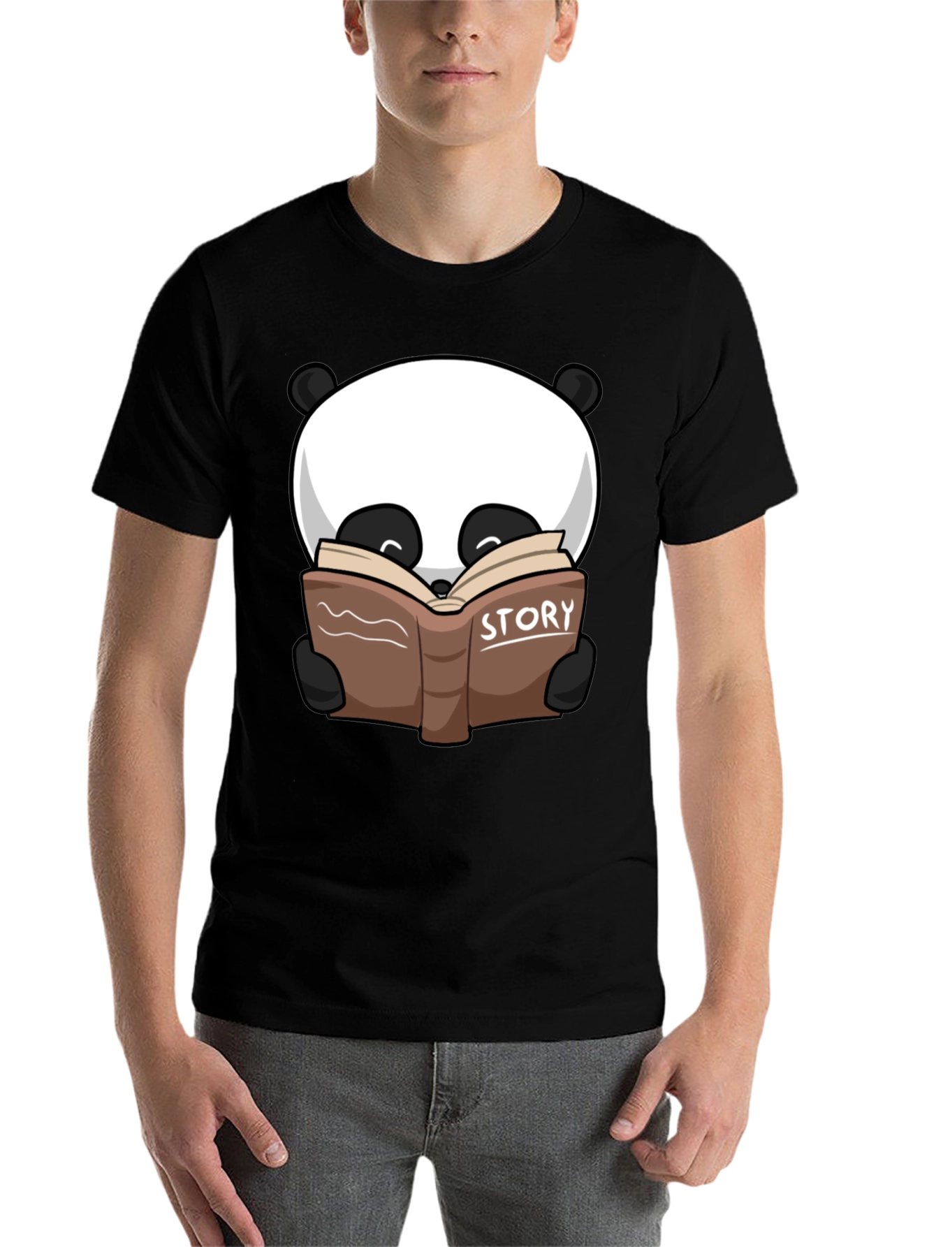Black Panda Story Book T-Shirt view 7