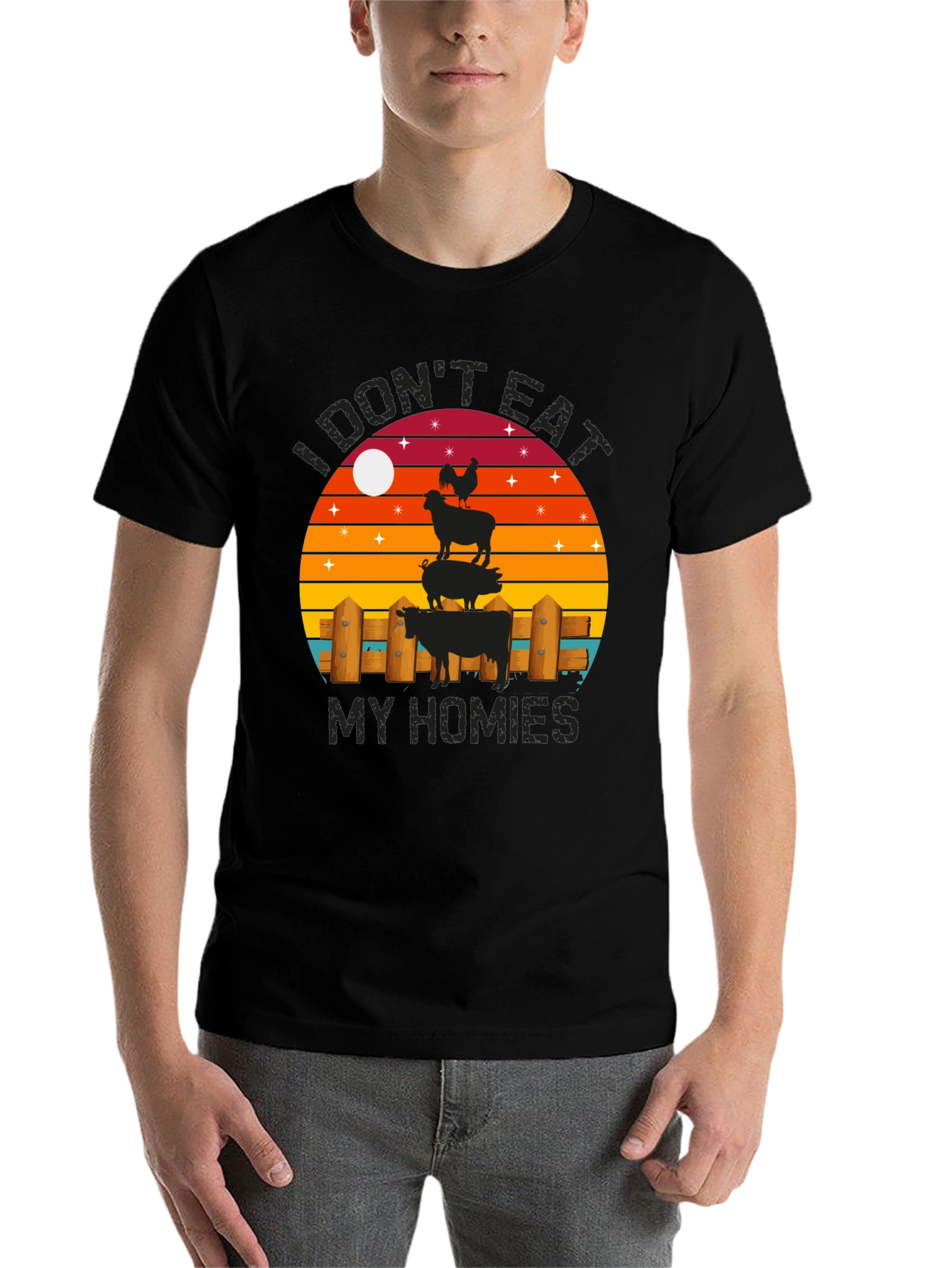 Black I Don't Eat My Homies Graphic T-Shirt view 7