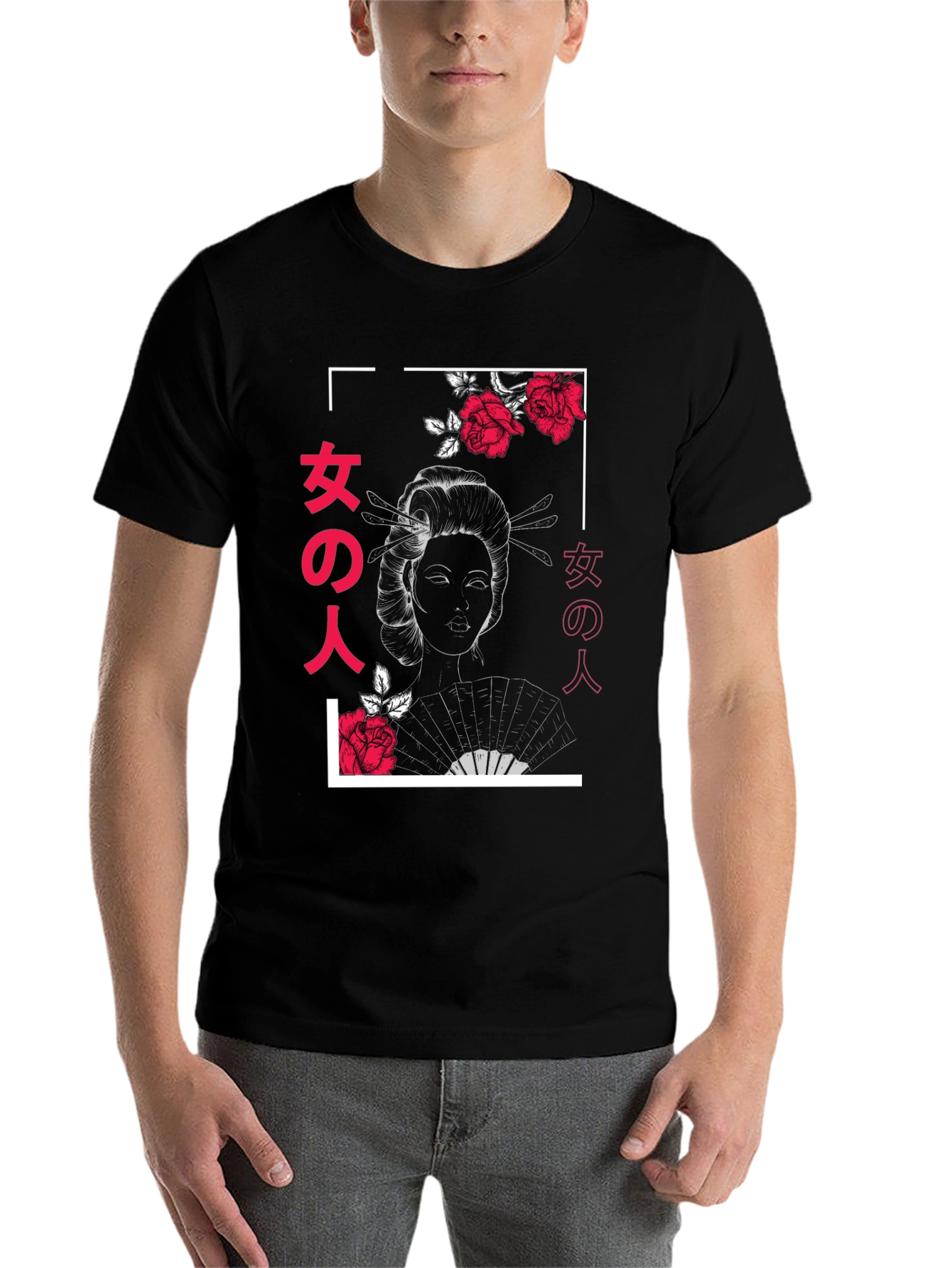 Geisha Rose Graphic Print T-Shirt - 7