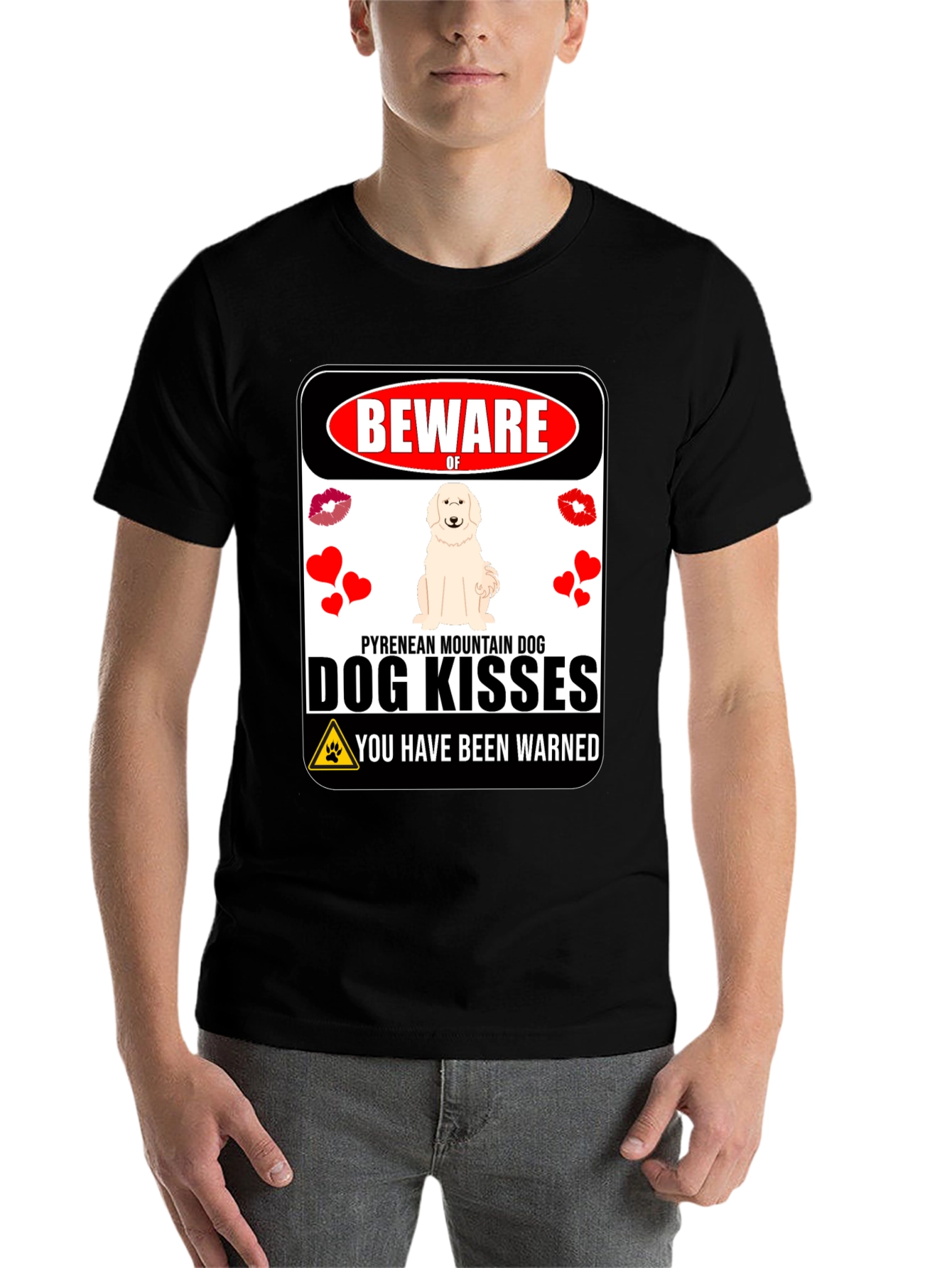 Black Beware of Dog Kisses T-Shirt view 7