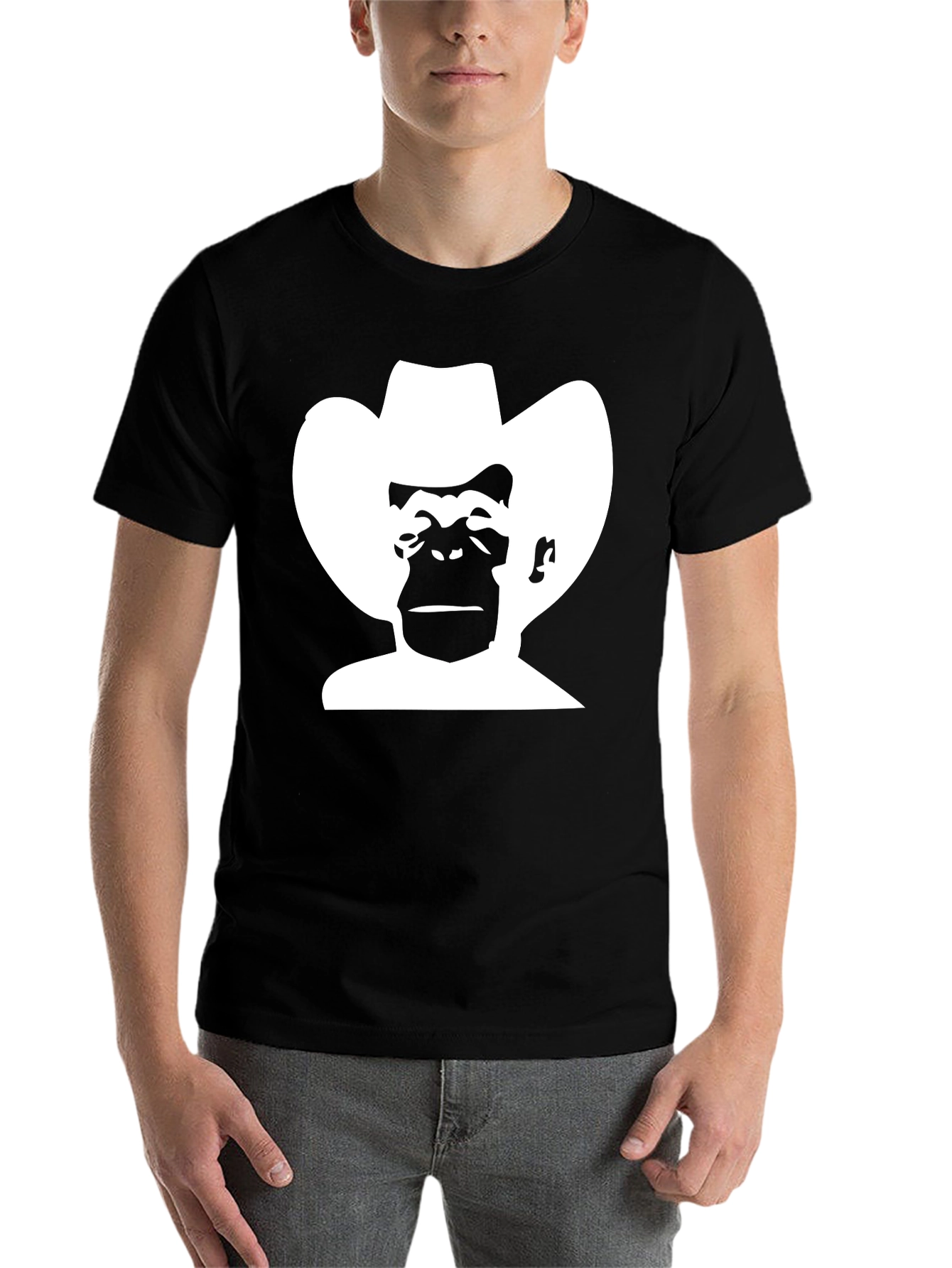 Black Cowboy Monkey T-Shirt - Black Graphic Tee view 7