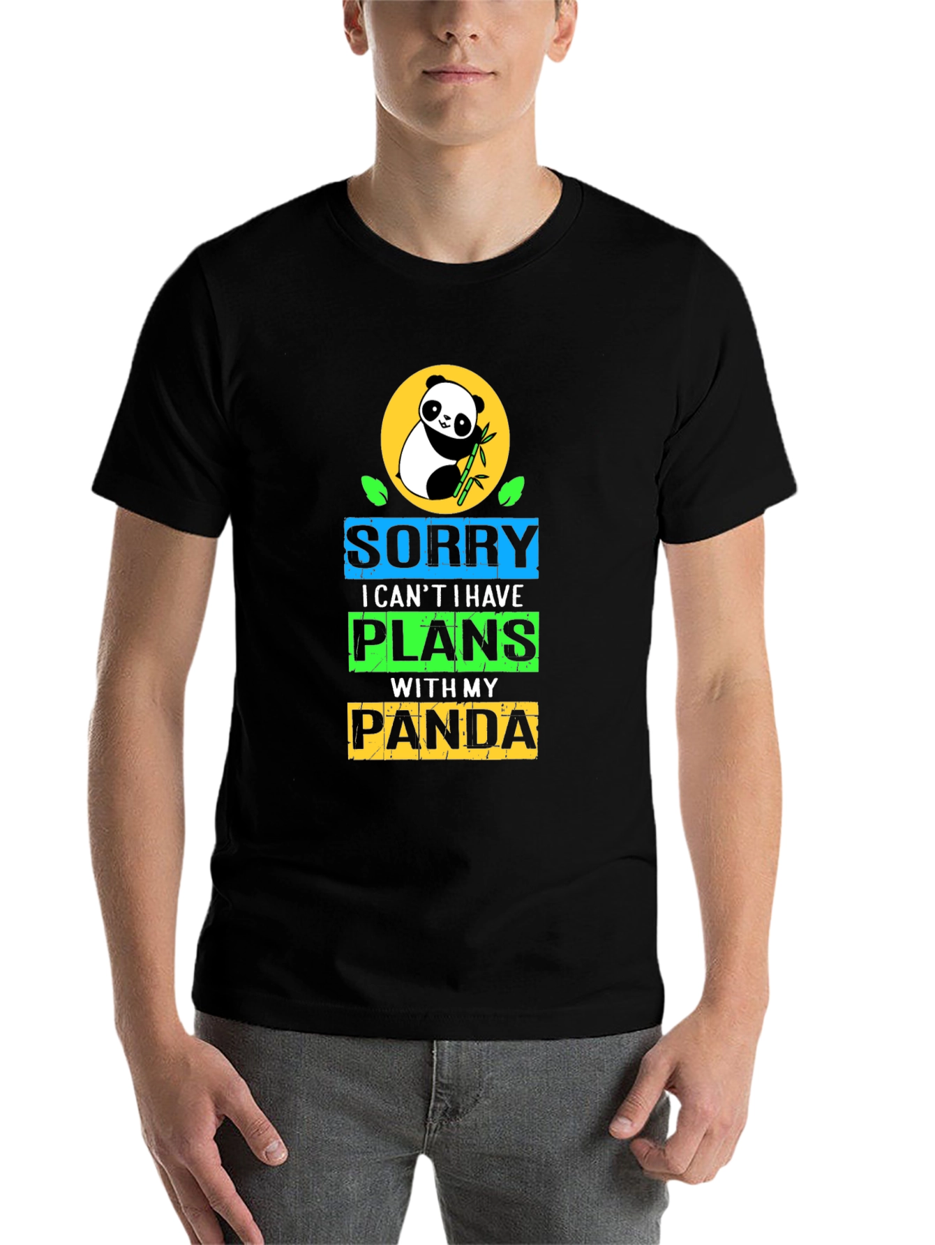 Black Sorry I Have Plans With My Panda T-Shirt view 7