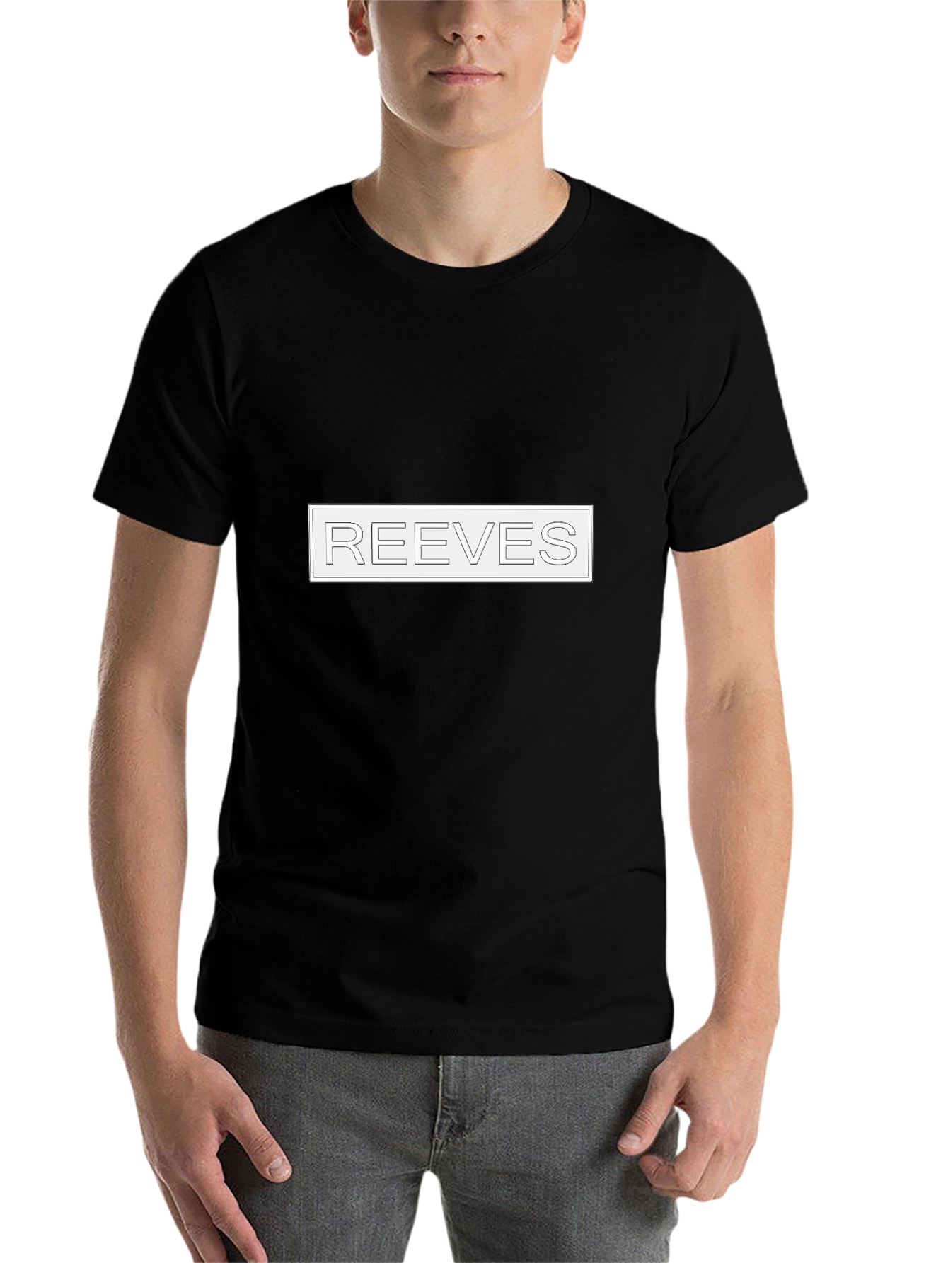 Black REEVES Text Graphic Black T-Shirt - Modern Style view 7