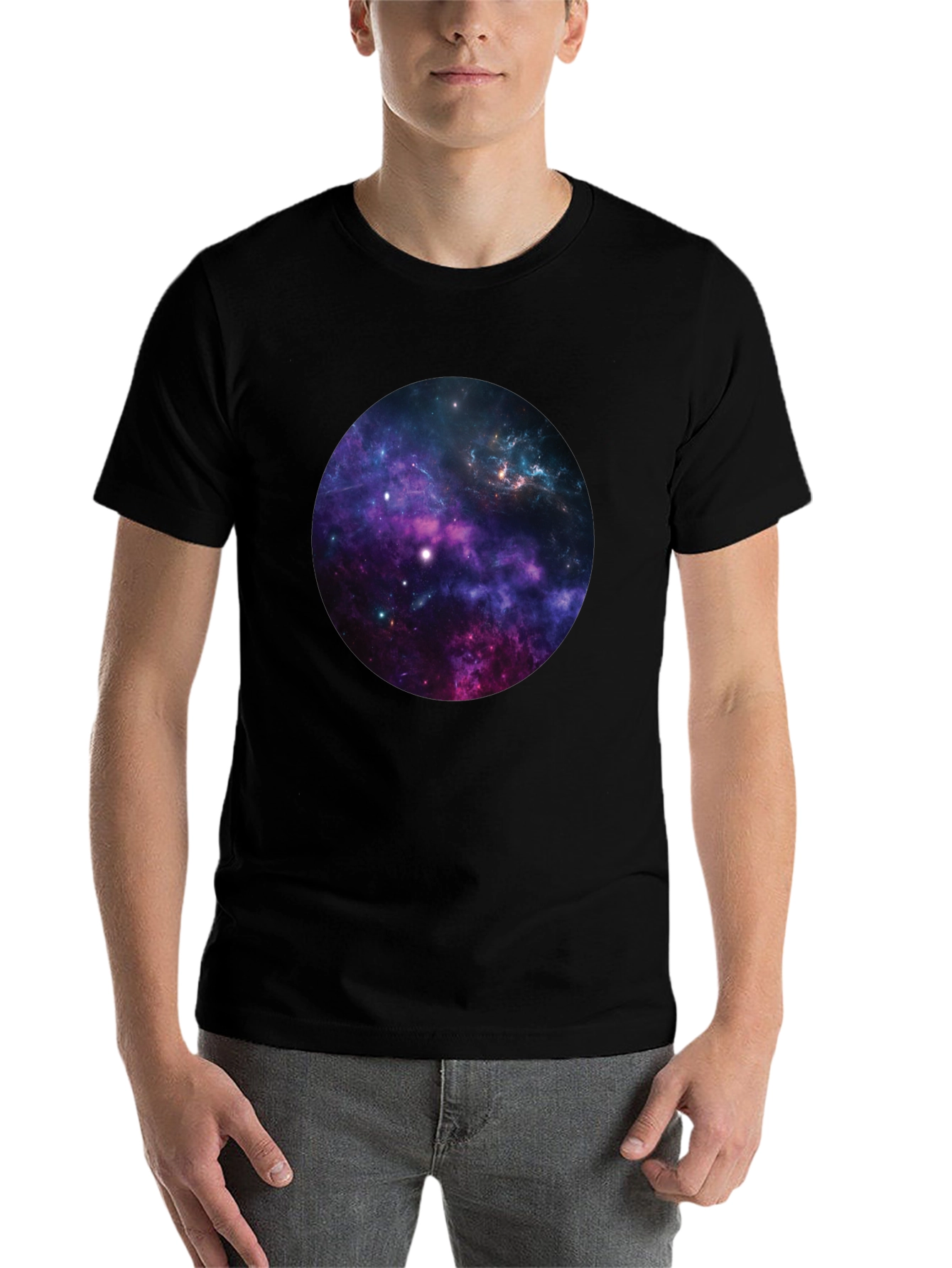 Black Galaxy Graphic Print Black T-Shirt view 7