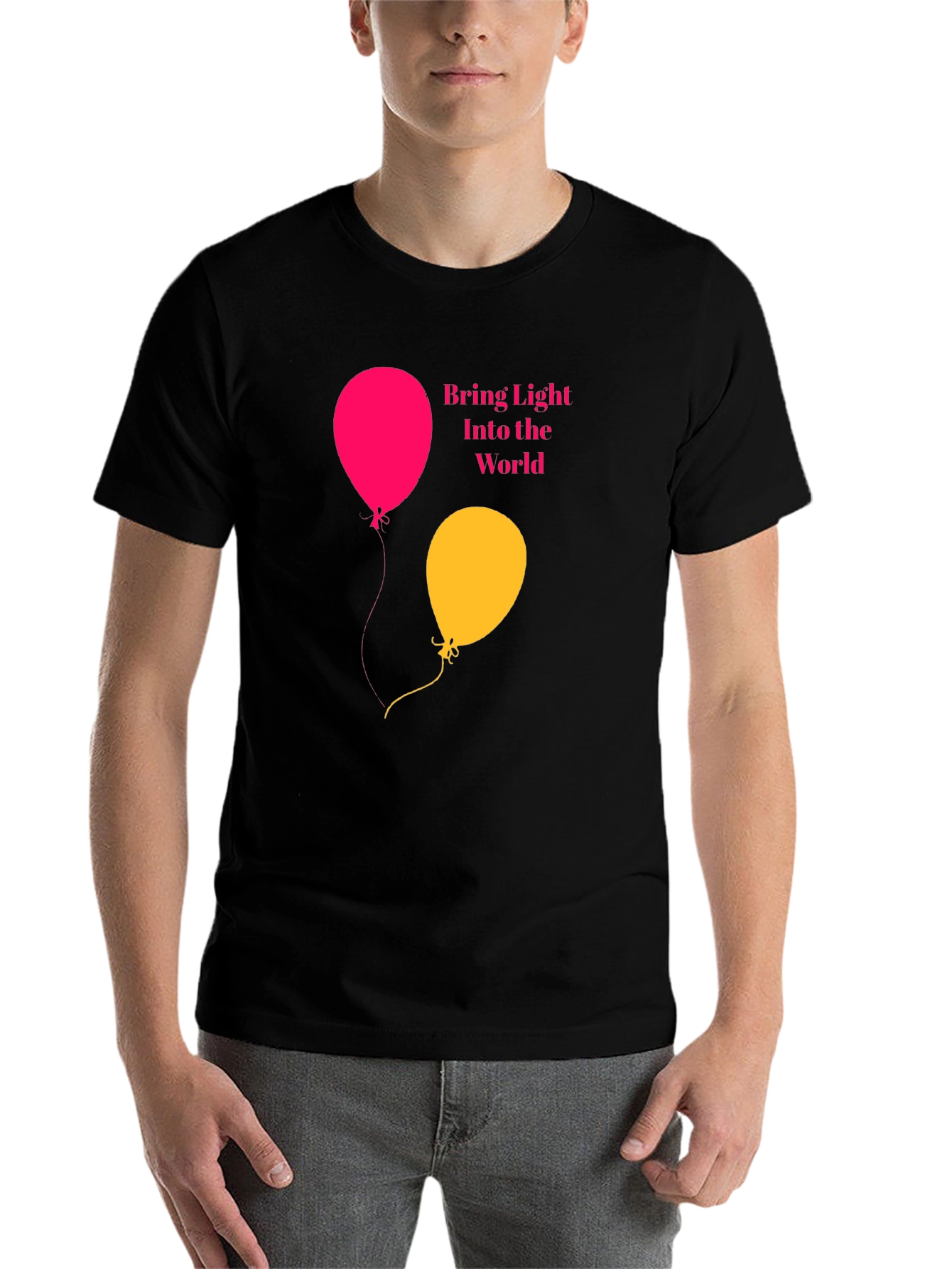 Black Bring Light Balloons Graphic Tee view 7