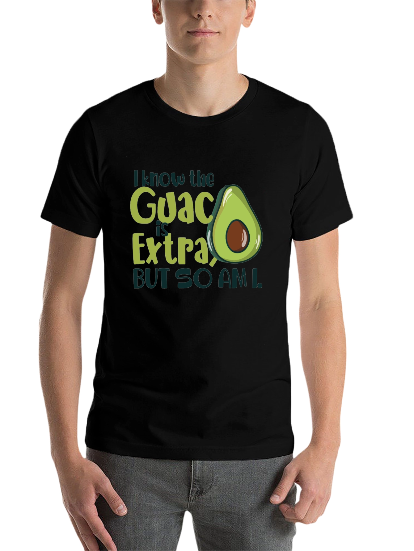 Black I Know The Guac Is Extra Avocado T-Shirt view 7