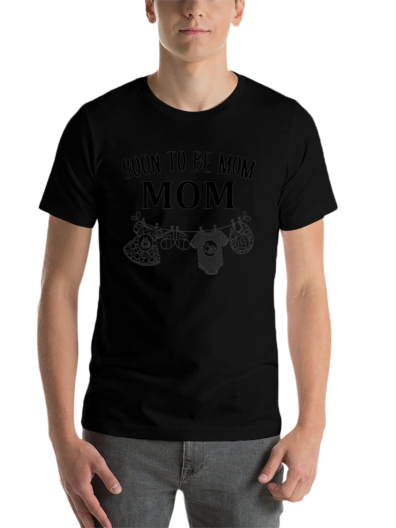 Black Soon To Be Mom T-Shirt, Unisex Pregnancy Tee view 7