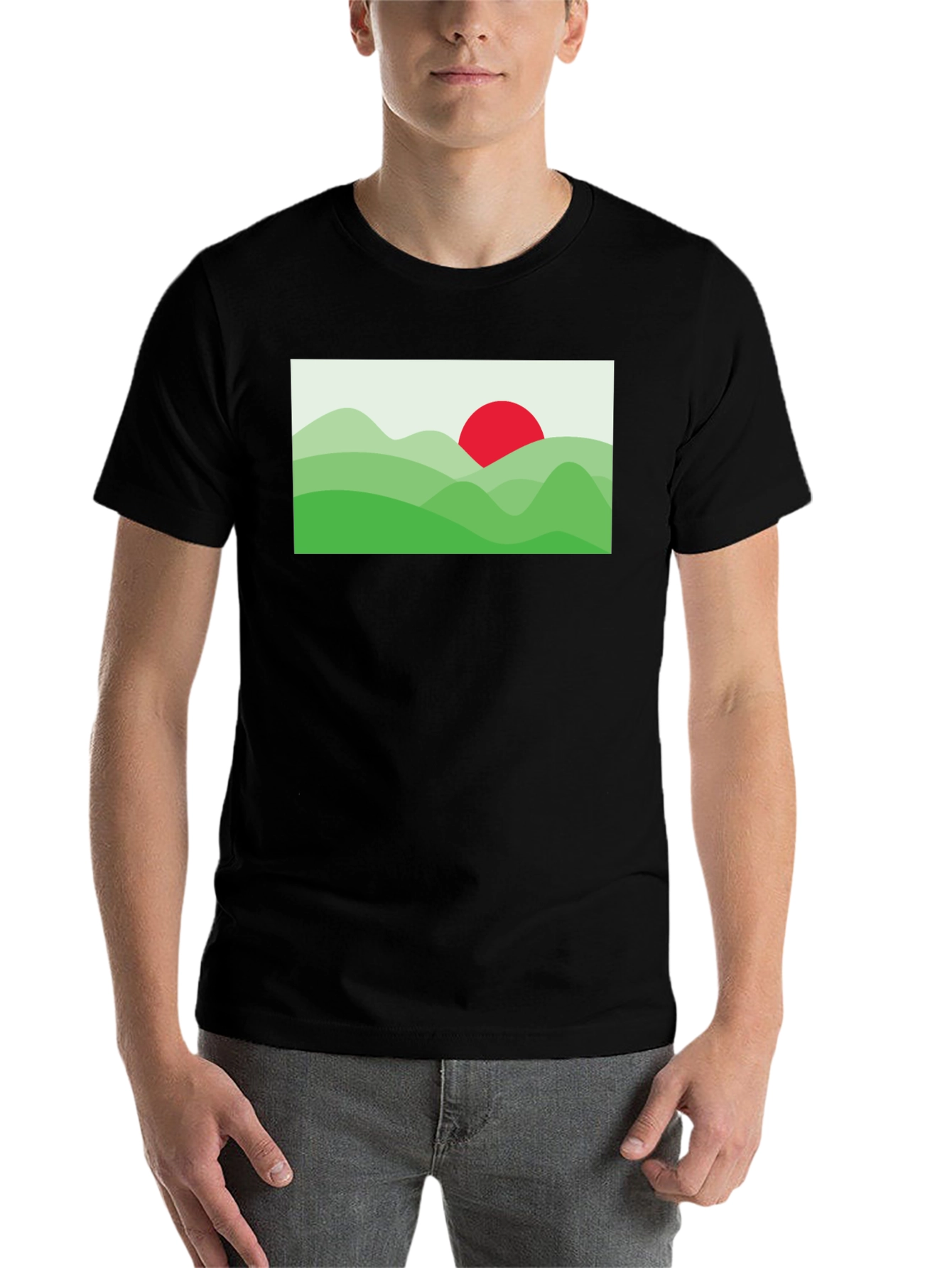 Black Nature Graphic Tee - Modern Landscape Design view 7
