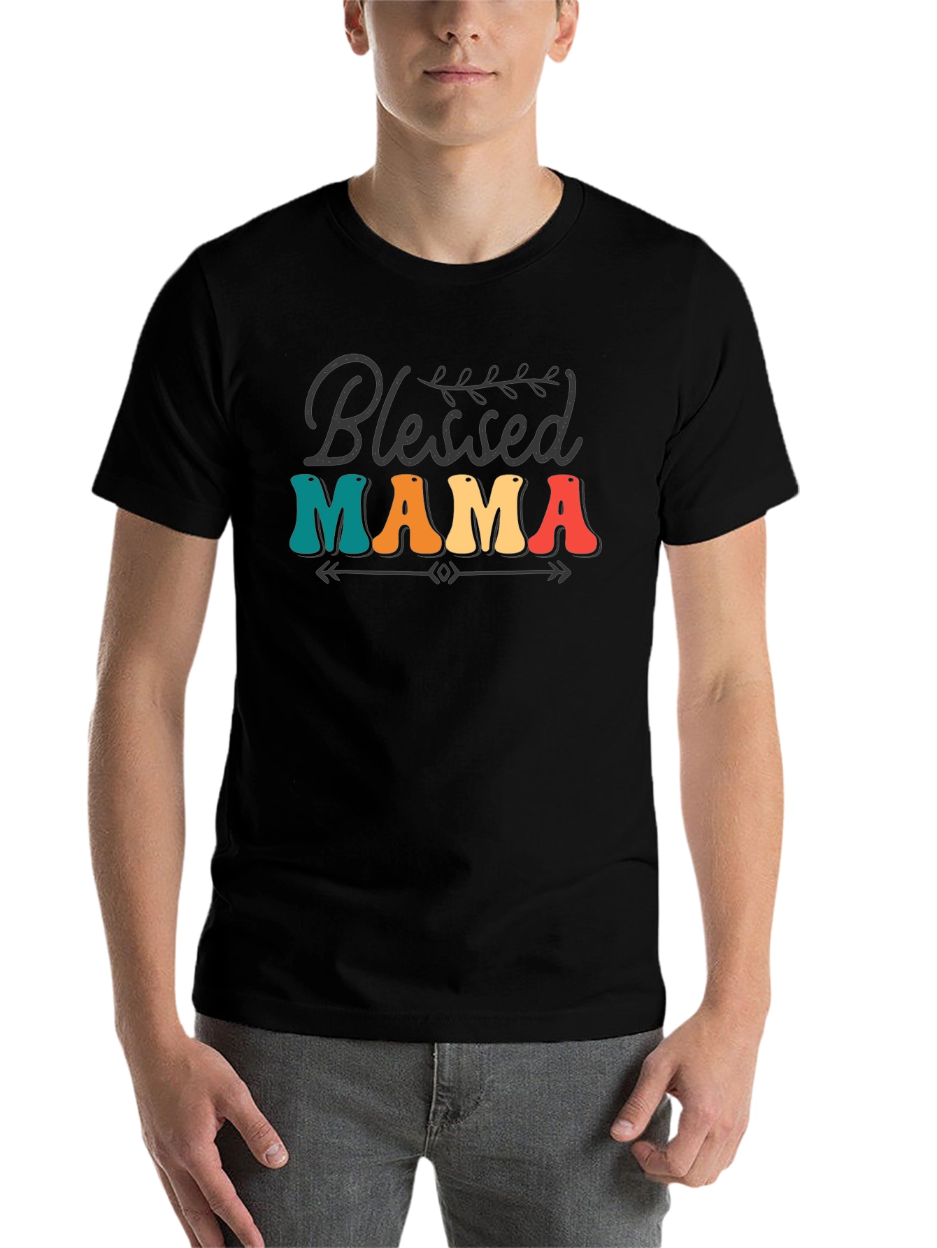 Black Blessed Mama Retro Graphic Tee view 7
