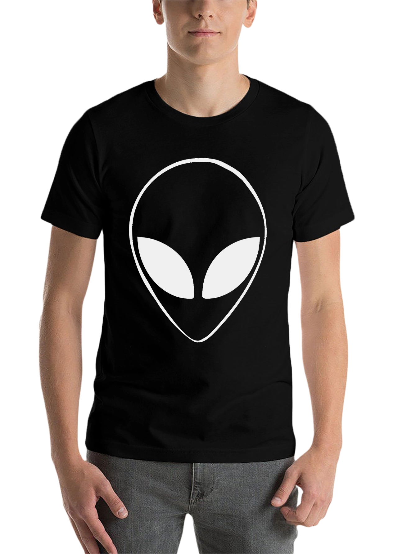 Black Alien Head Graphic Black T-Shirt view 7