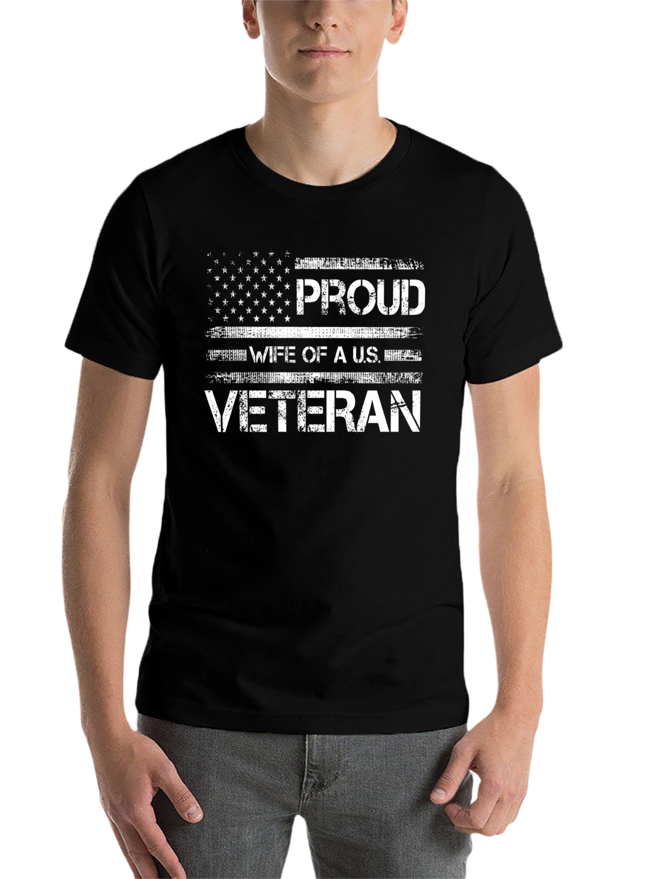 Black Proud Wife of a U.S. Veteran Graphic Tee view 7