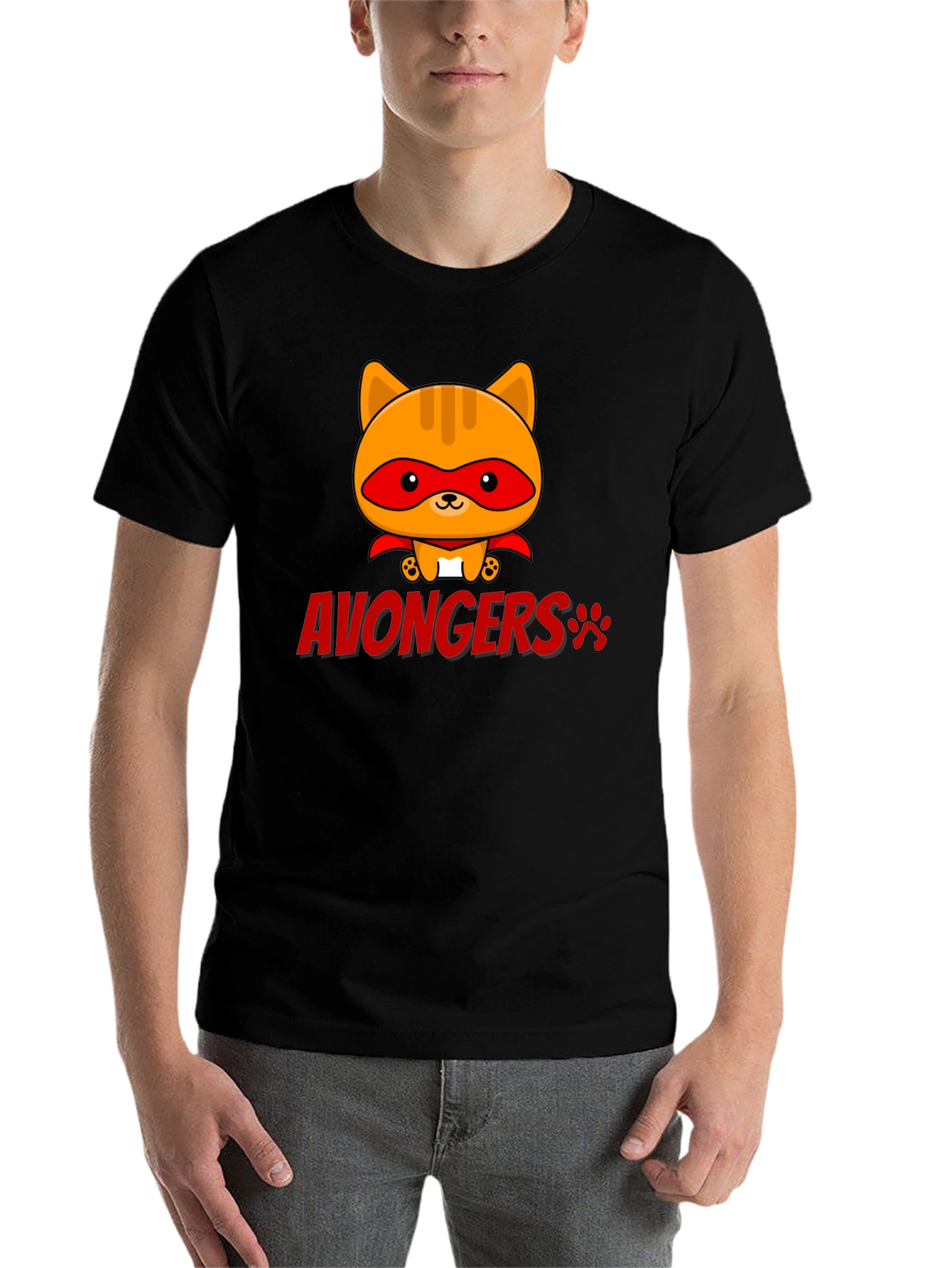 Black Avongers Cat Superhero T-Shirt  view 7