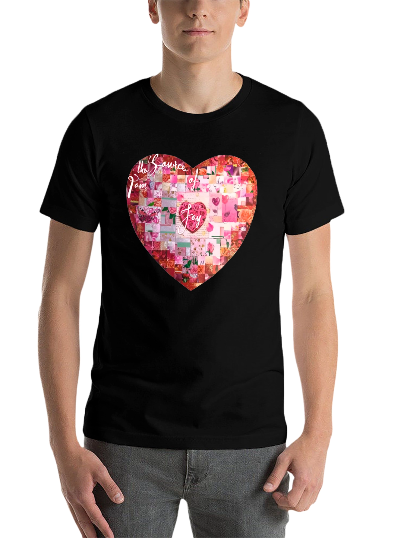 Black I am the Source of Joy Heart Graphic T-Shirt view 7