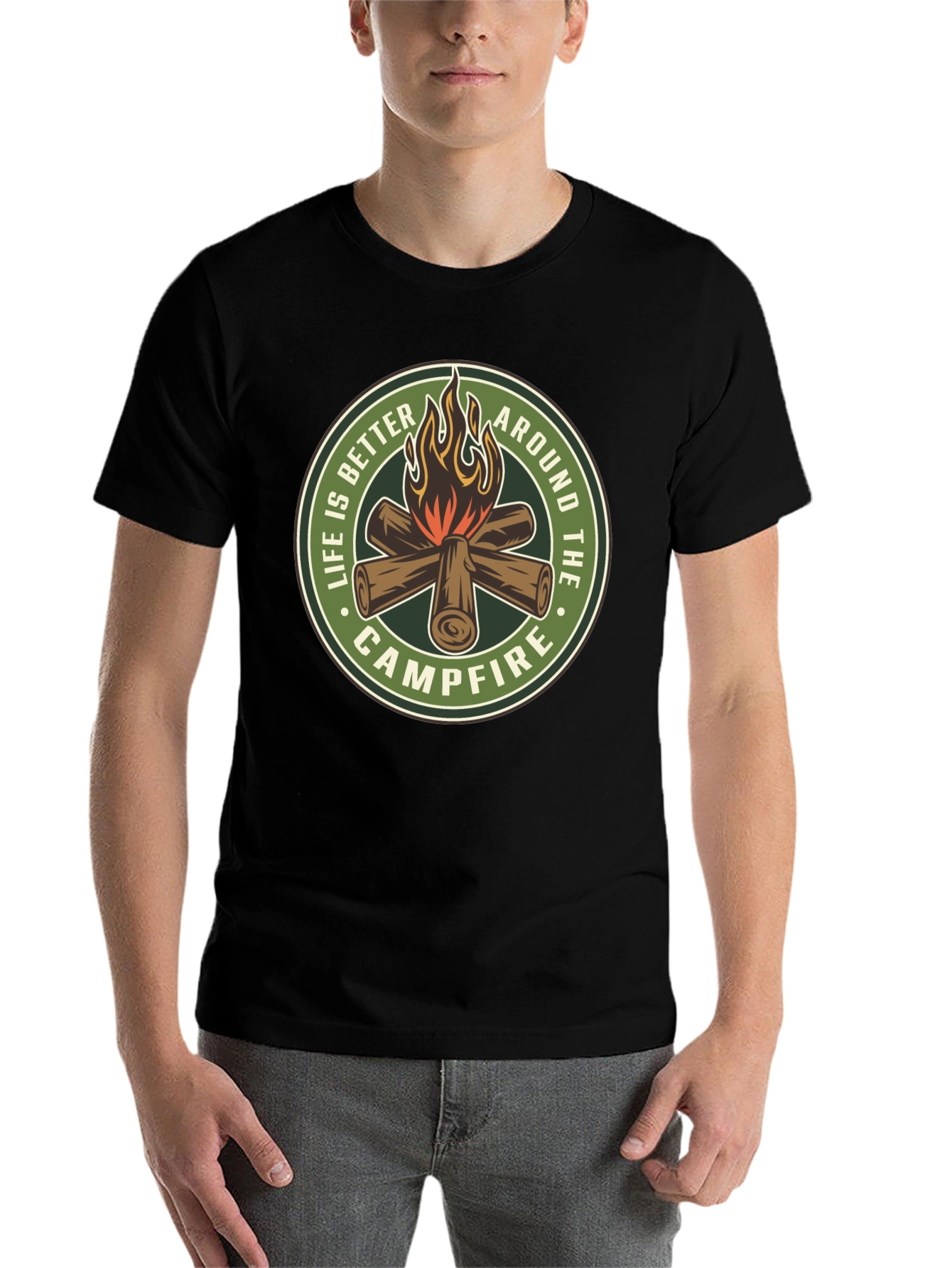 Black Campfire Graphic T-Shirt - Life Is Better Around The Campfire view 7