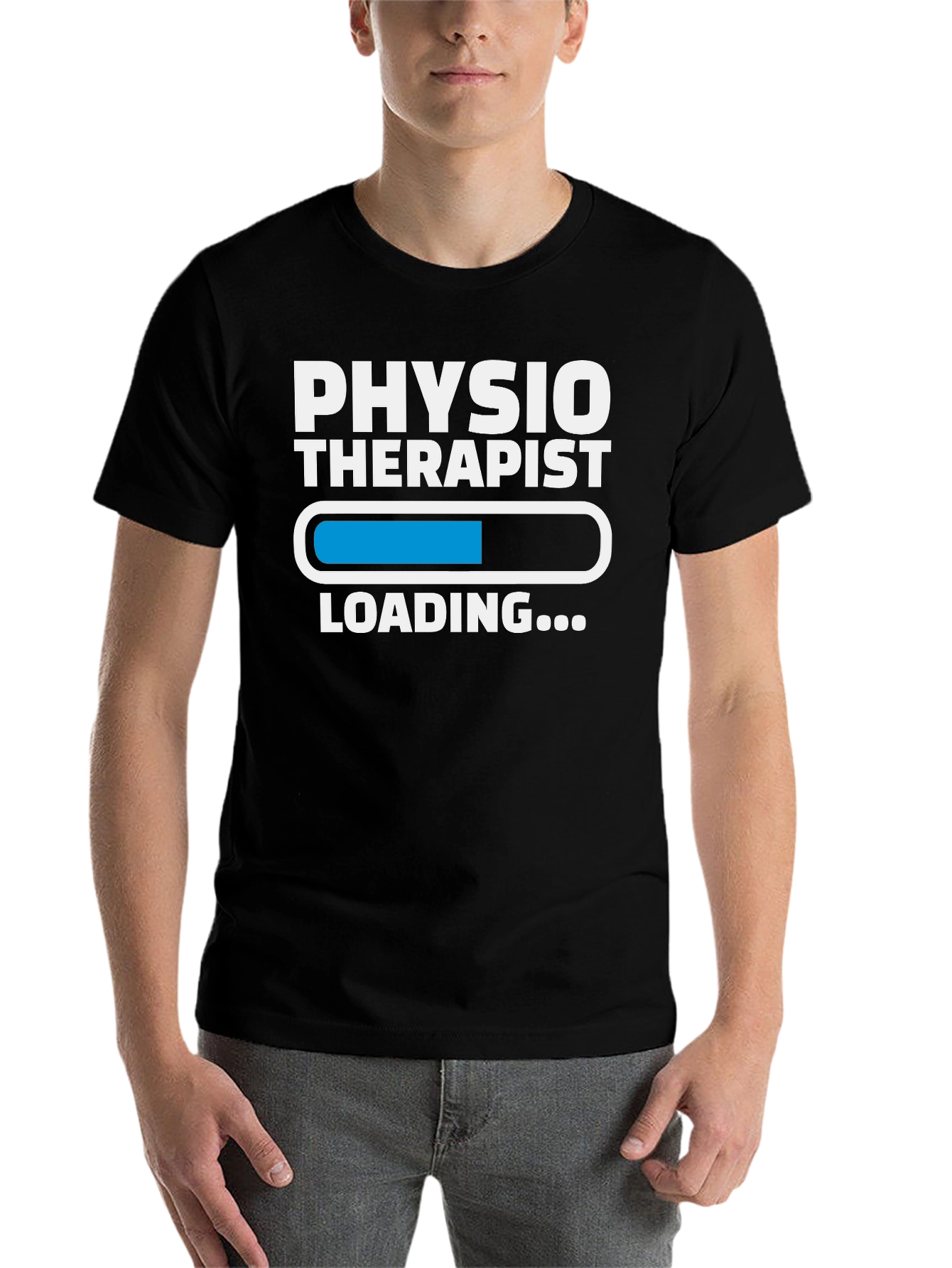 Black Physio Therapist Loading Graphic T-Shirt view 7