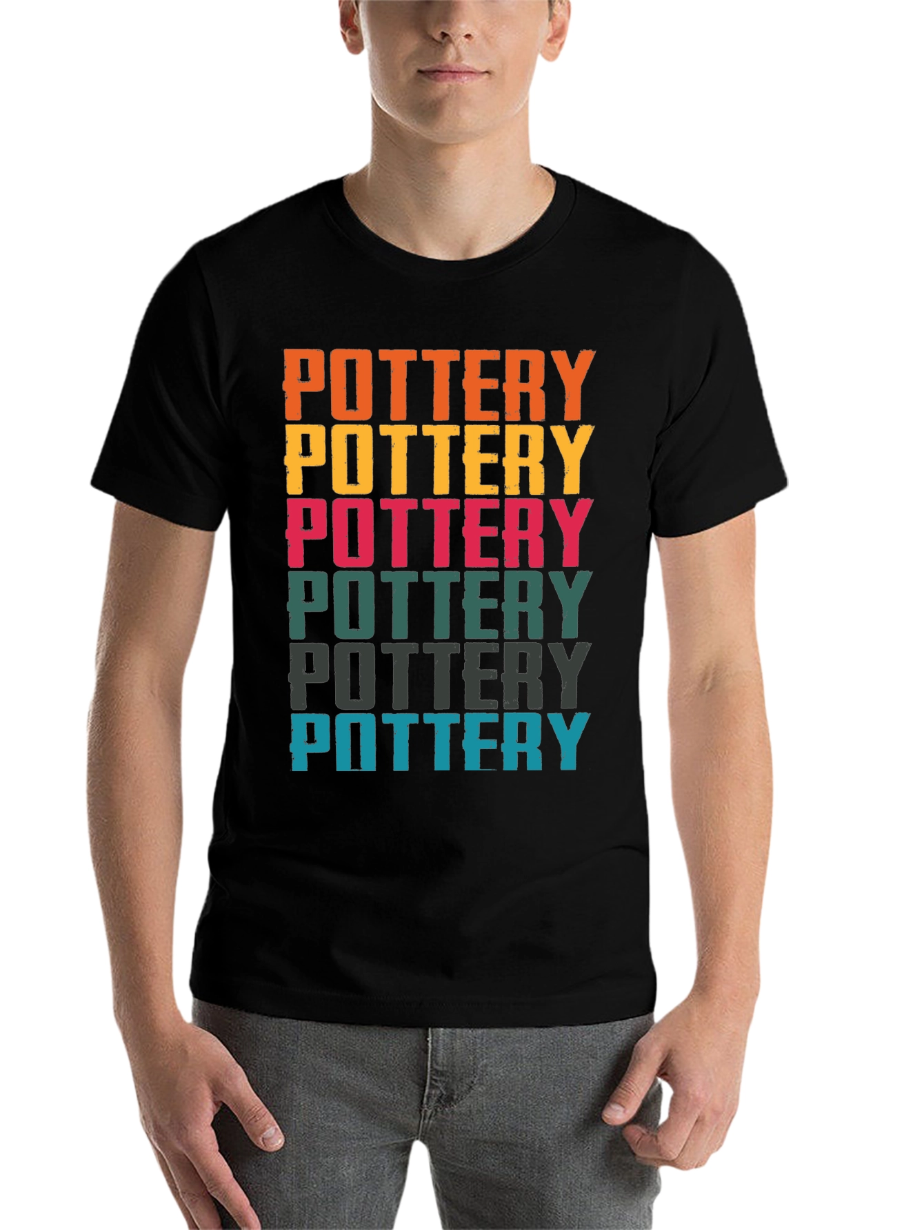 Black Retro Pottery T-Shirt | Colorful Potter Tee view 7