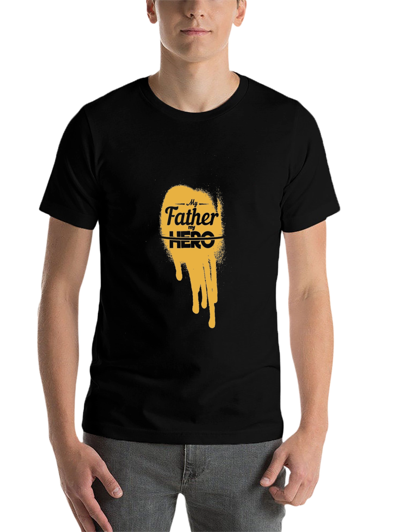 Black My Father My Hero Graphic Tee - Black Cotton T-Shirt view 7