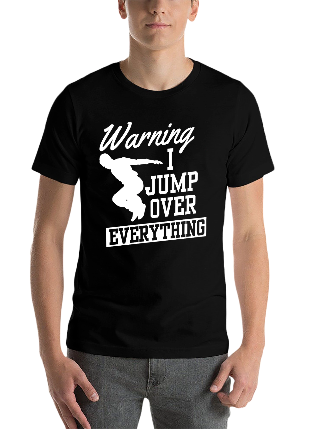 Black Warning I Jump Over Everything Black T-Shirt view 7