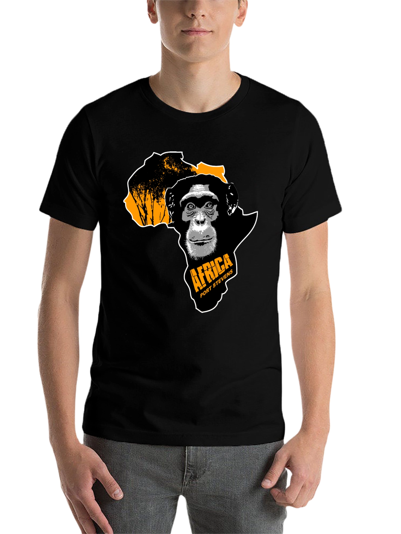 Black Africa Chimpanzee Graphic Black T-Shirt view 7