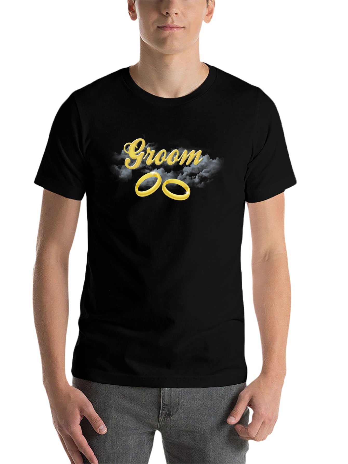 Black Groom Wedding Rings T-Shirt - Black view 7