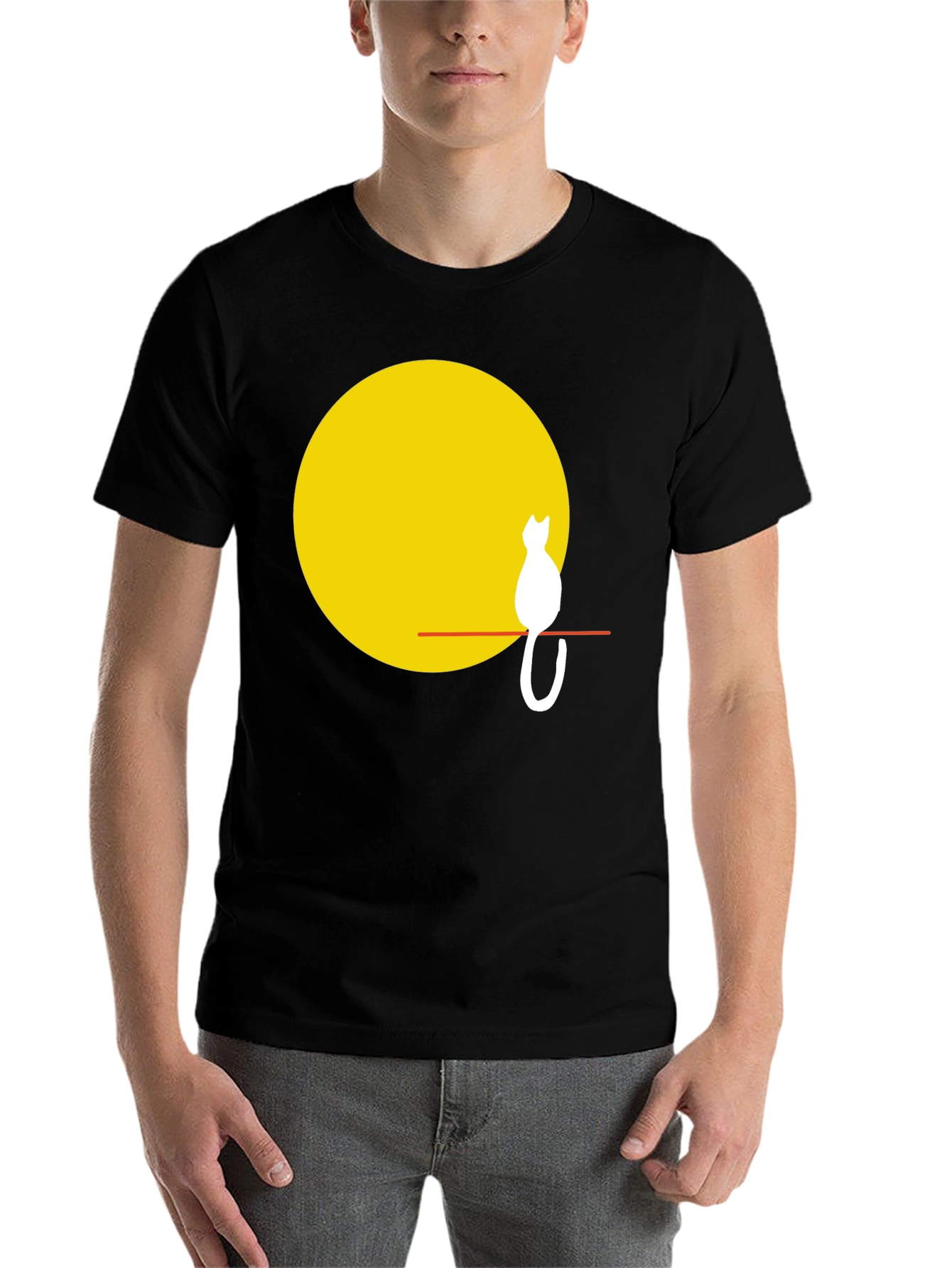 Black Cat Silhouette on Moon T-Shirt view 7