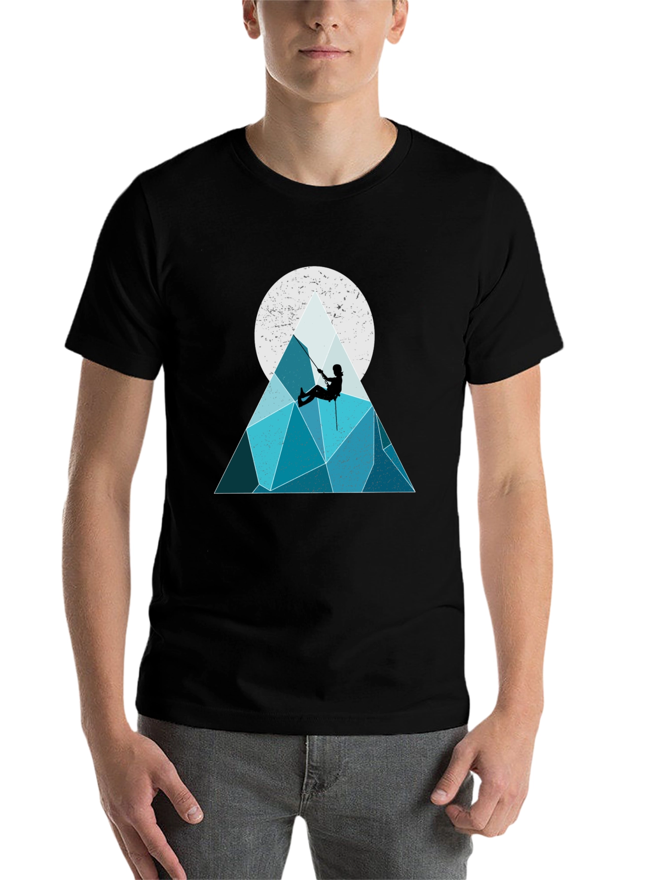 Black Geometric Mountain Climber Graphic Tee view 7