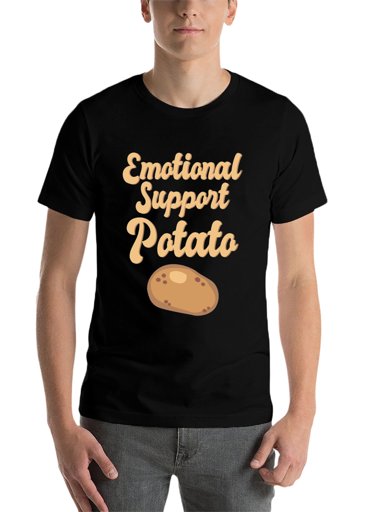 Black Emotional Support Potato T-Shirt - Cute & Comfy! view 7