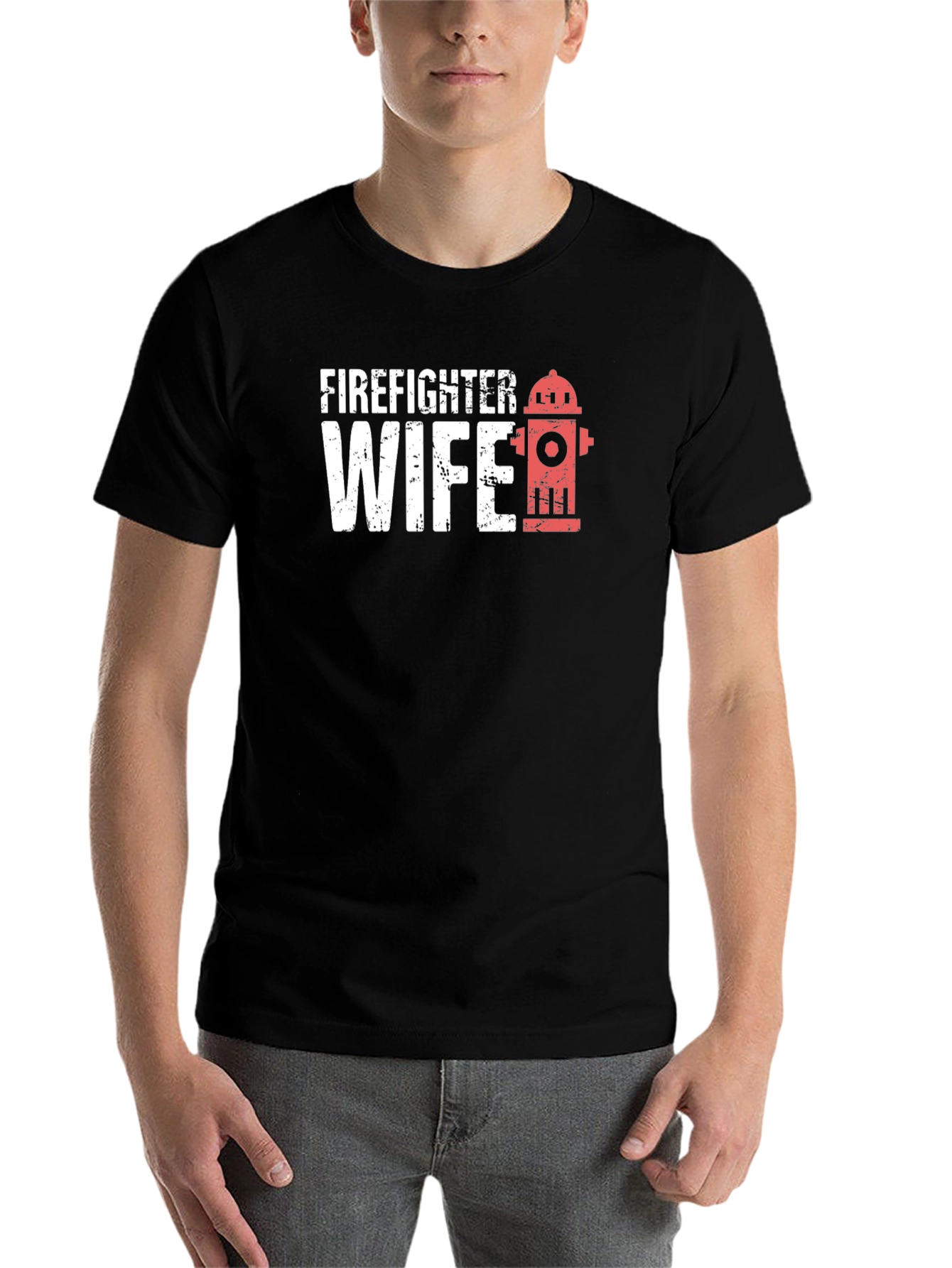 Black Firefighter Wife Black Graphic T-Shirt view 7