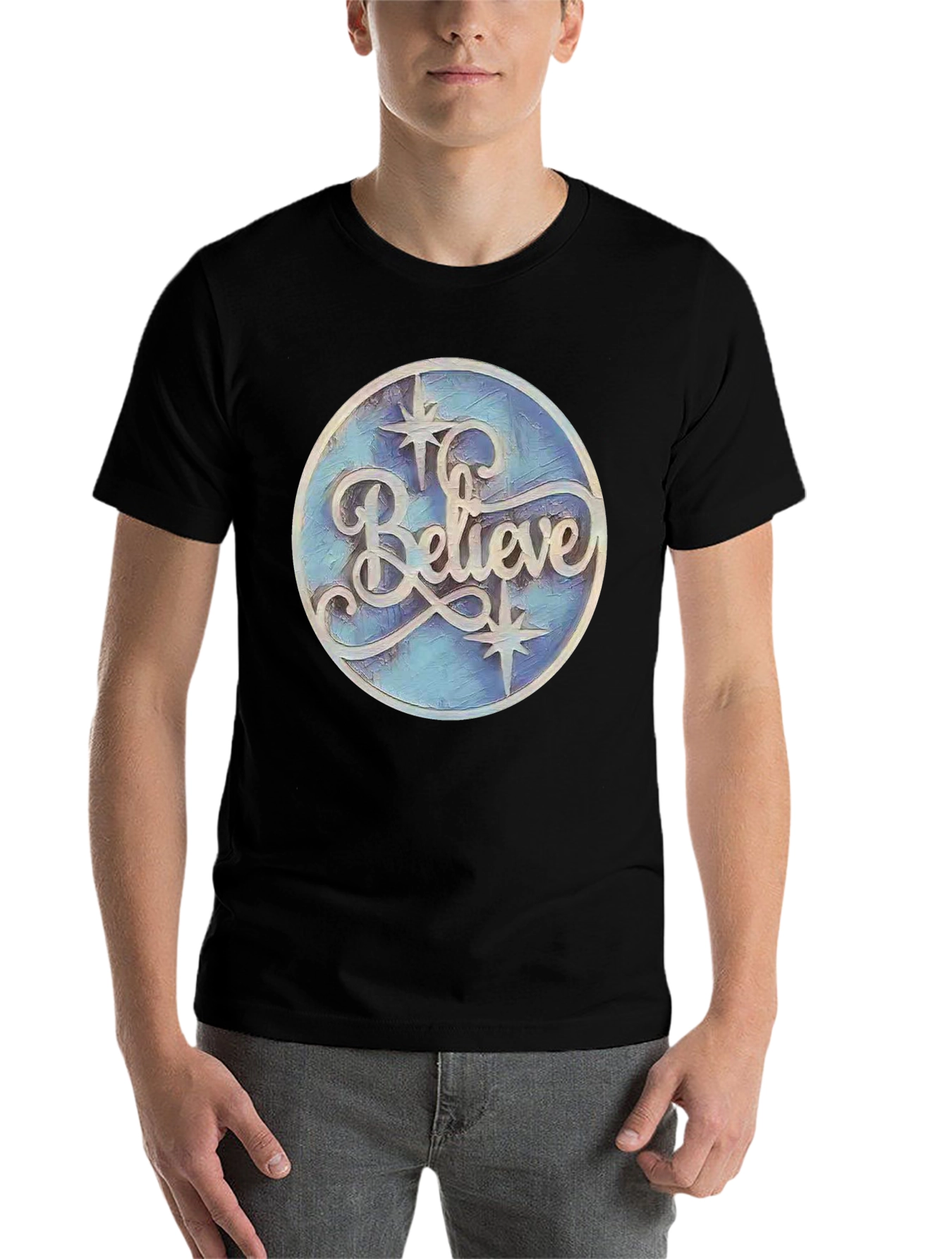 Black Believe Graphic Print Black T-Shirt view 7