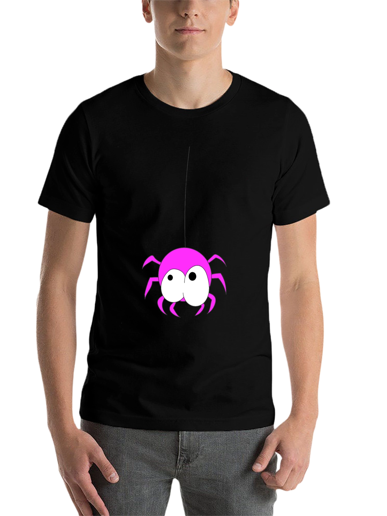 Black Funny Spider Graphic T-Shirt - Black view 7