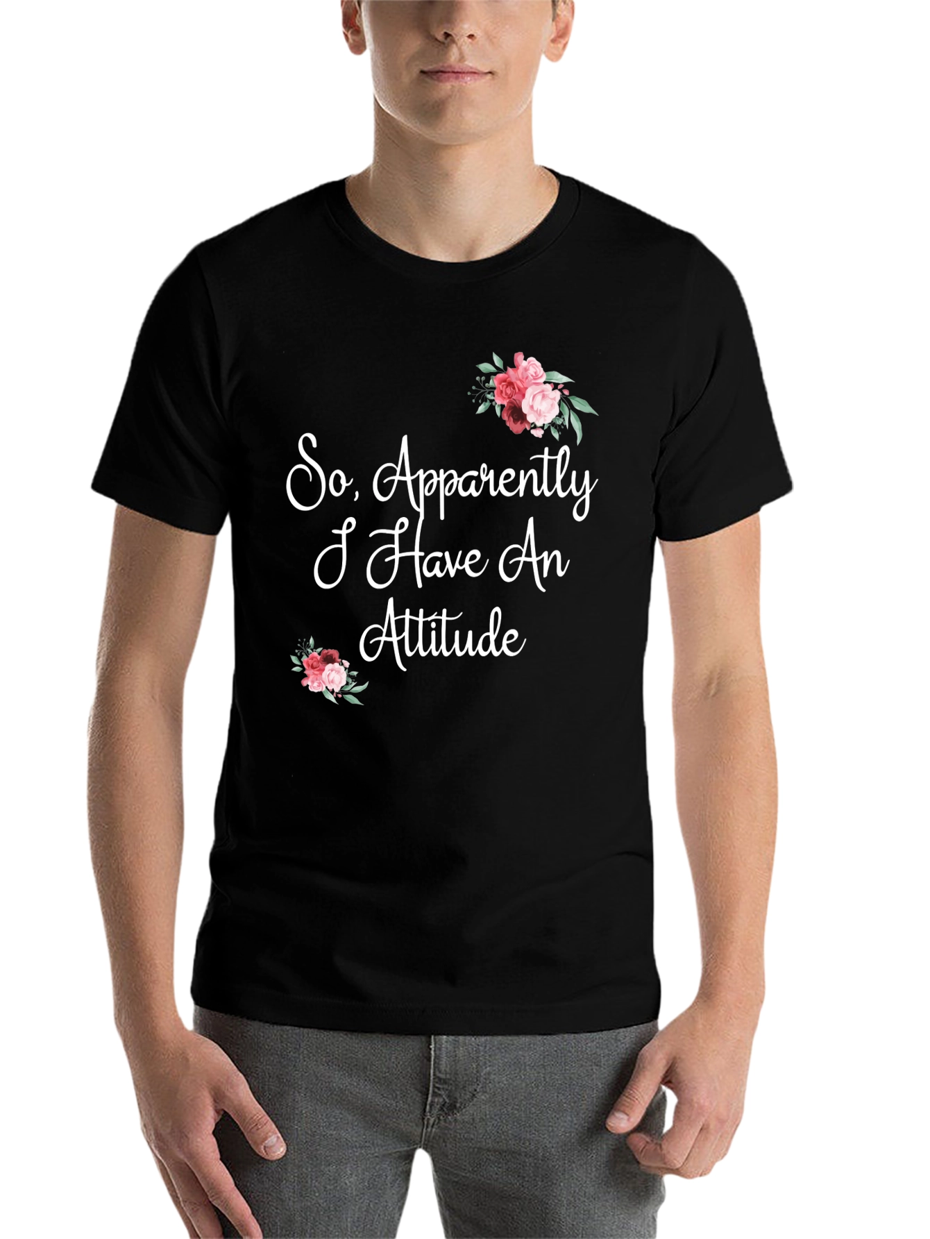Black Funny Floral Attitude Graphic T-Shirt view 7