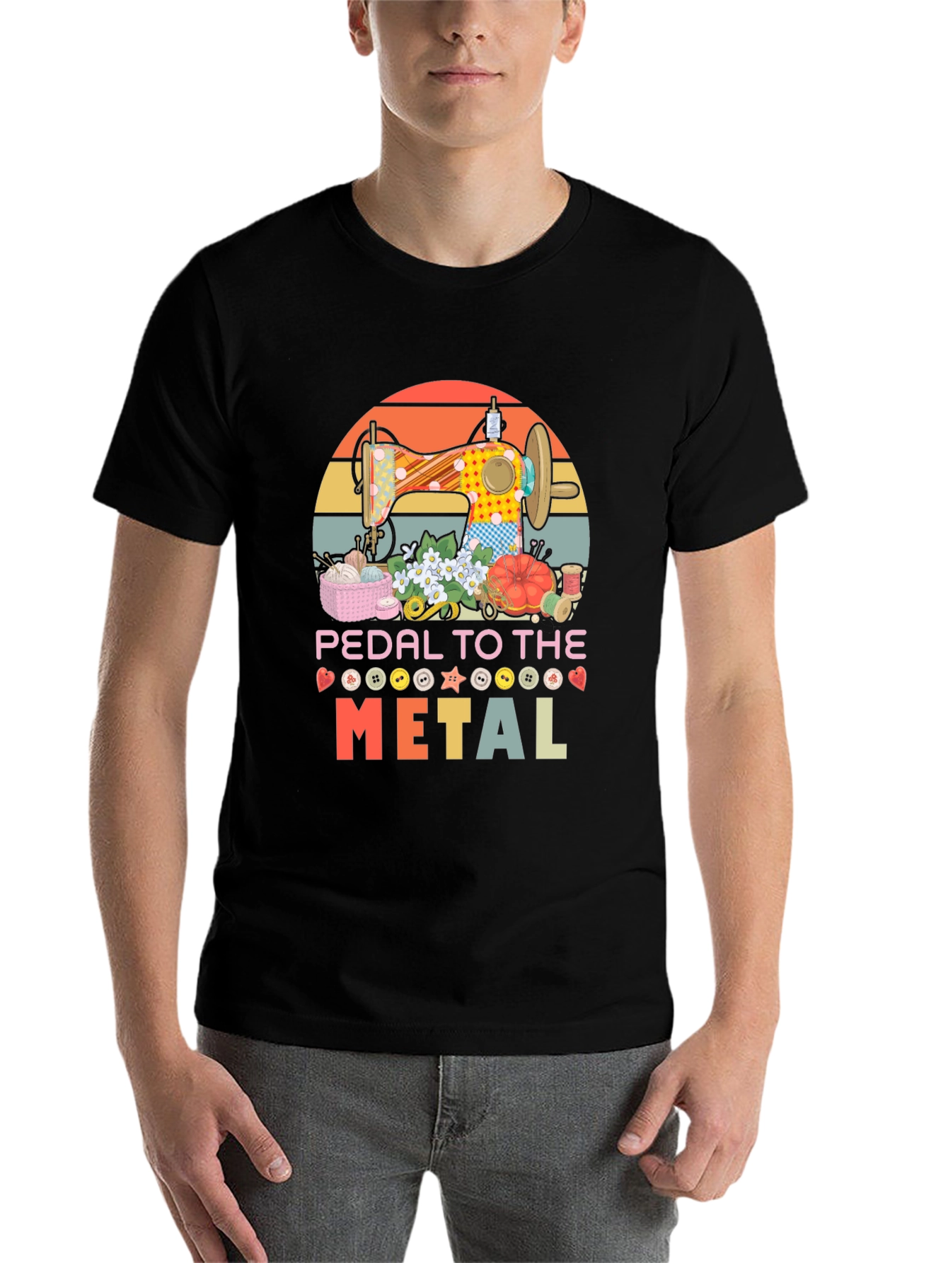 Black Pedal To The Metal Sewing T-Shirt view 7
