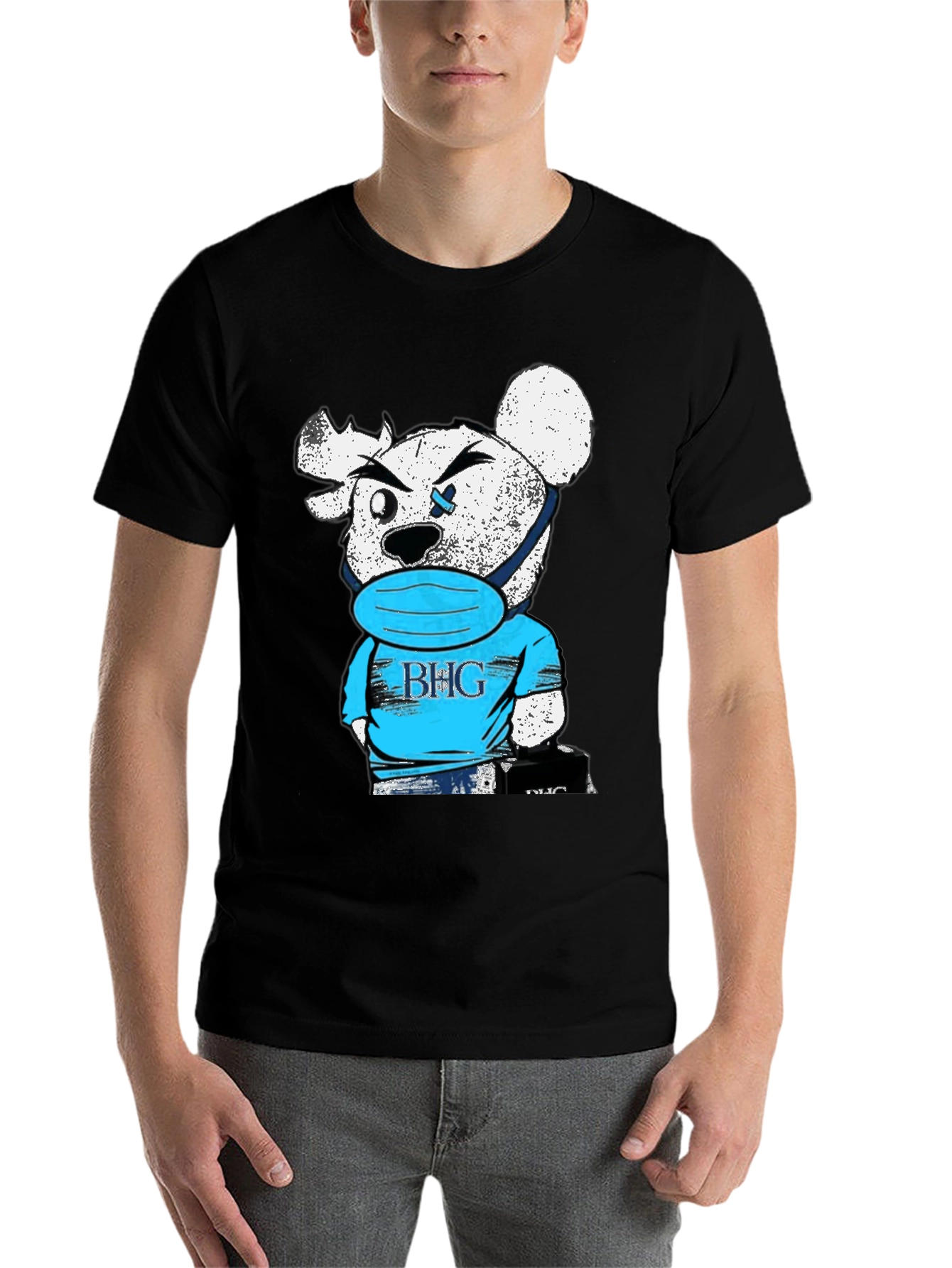 Black BHG Teddy Bear Face Mask Black T-Shirt view 7