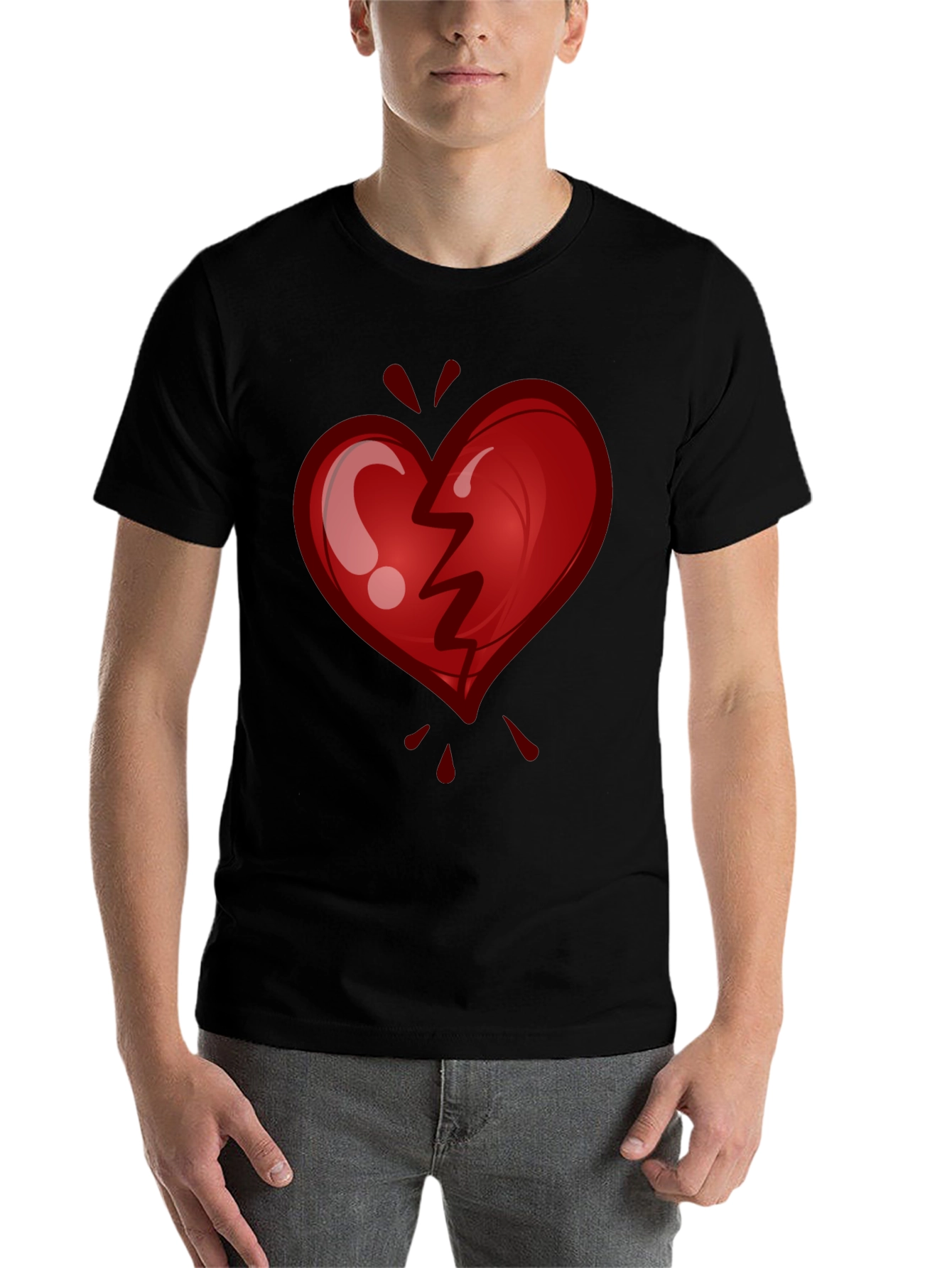 Black Broken Heart Graphic Tee - Stylish & Trendy view 7
