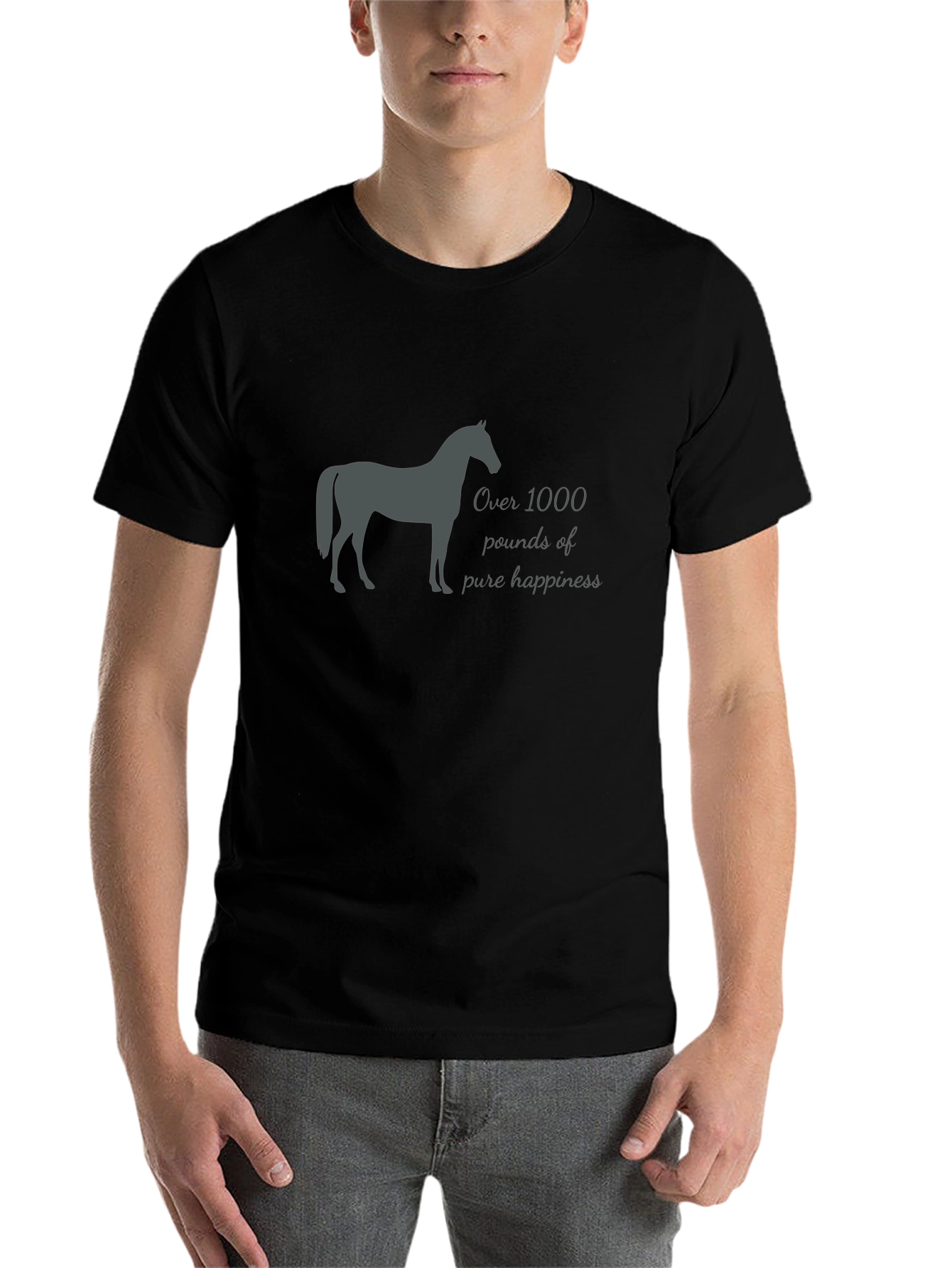 Black Horse Lover T-Shirt: Over 1000 Pounds of Happiness view 7