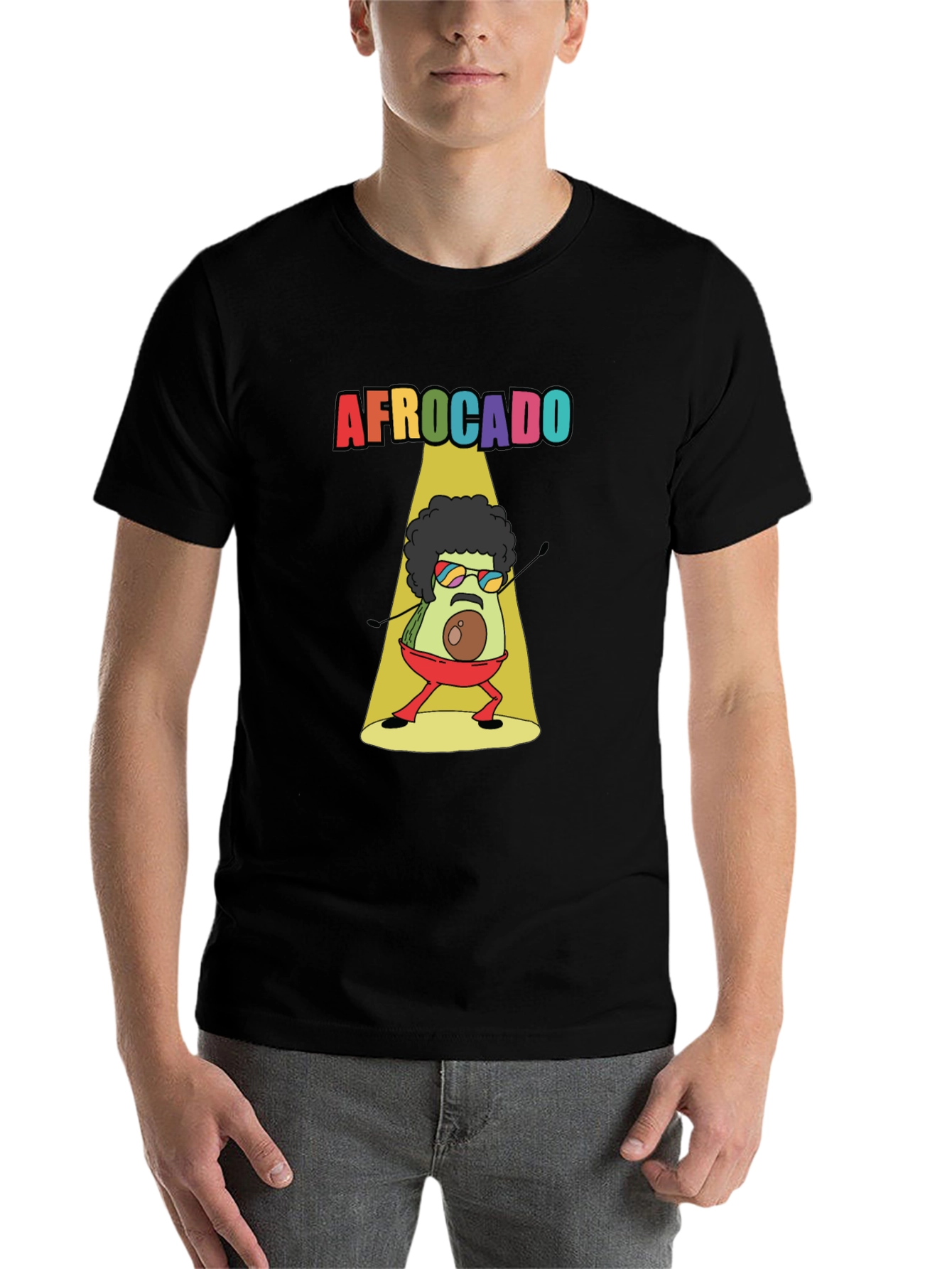 Black Afrocado T-Shirt - Avocado with Afro view 7
