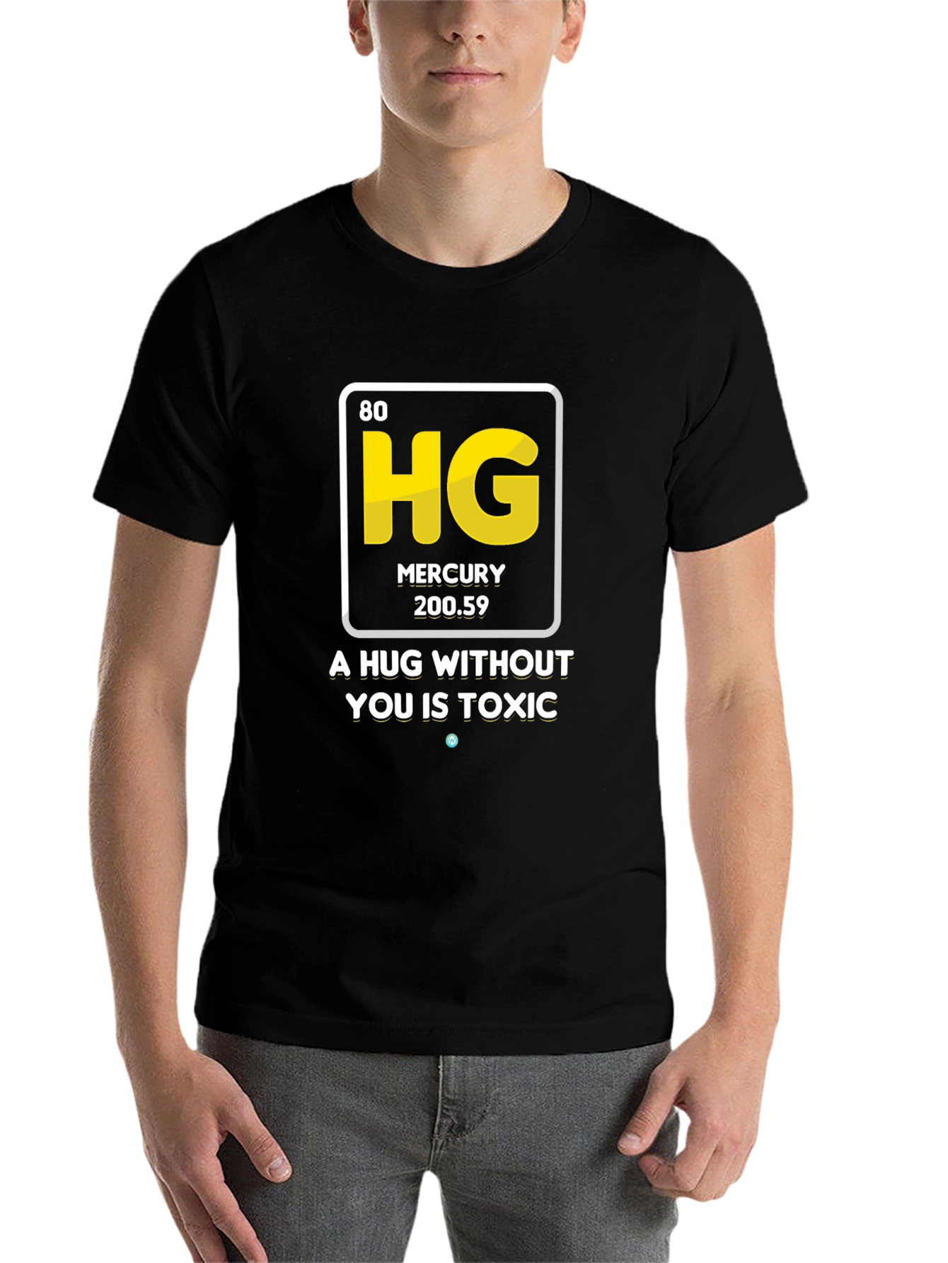 Black Mercury Hug T-Shirt - Funny Chemistry Tee view 7
