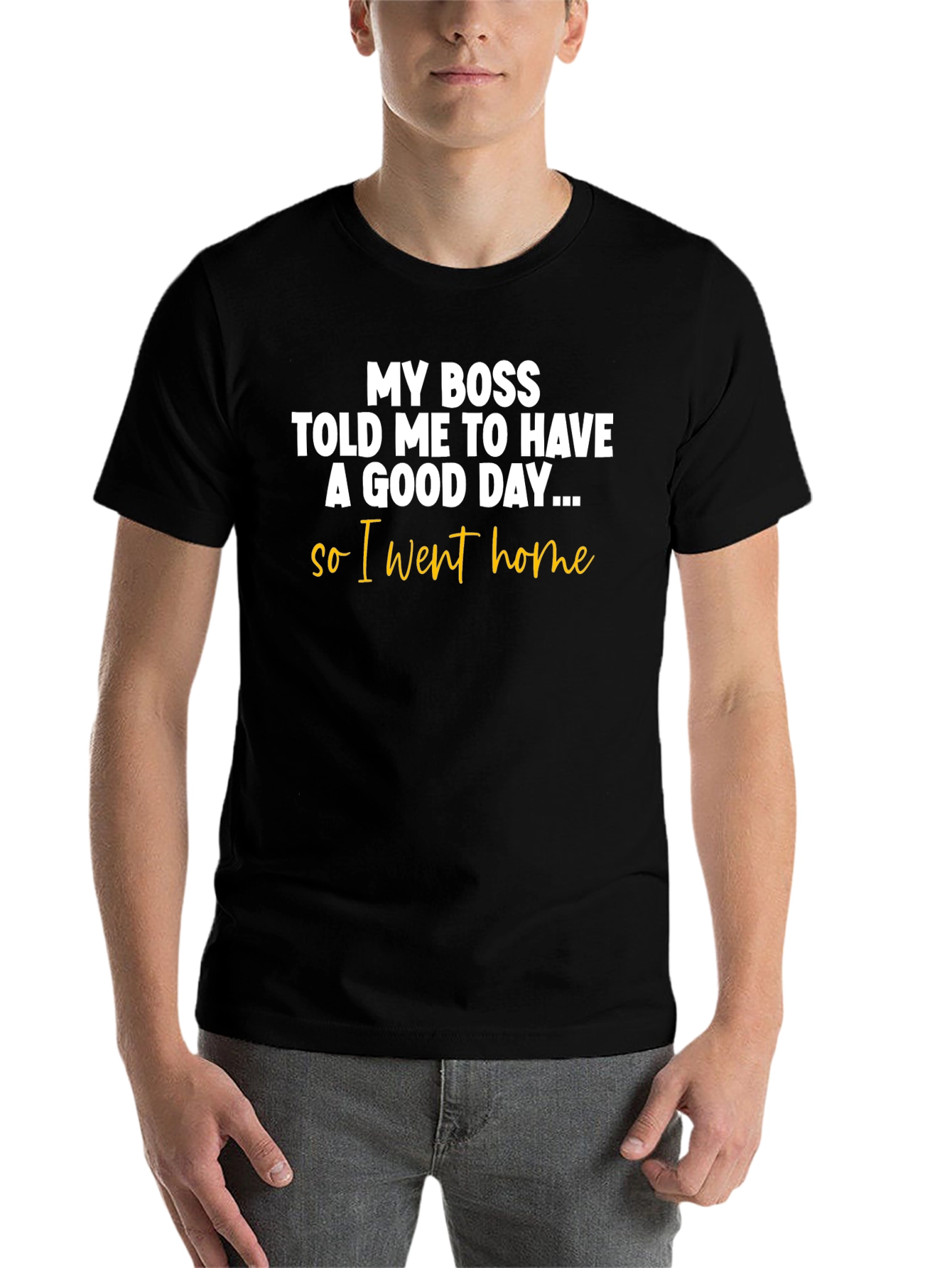Black Funny 'My Boss...' Graphic Tee - Black view 7