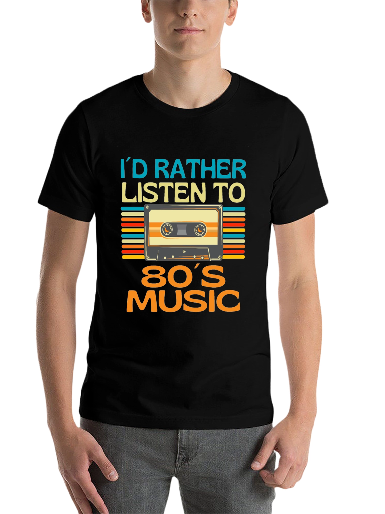Black Retro 80s Music T-Shirt view 7