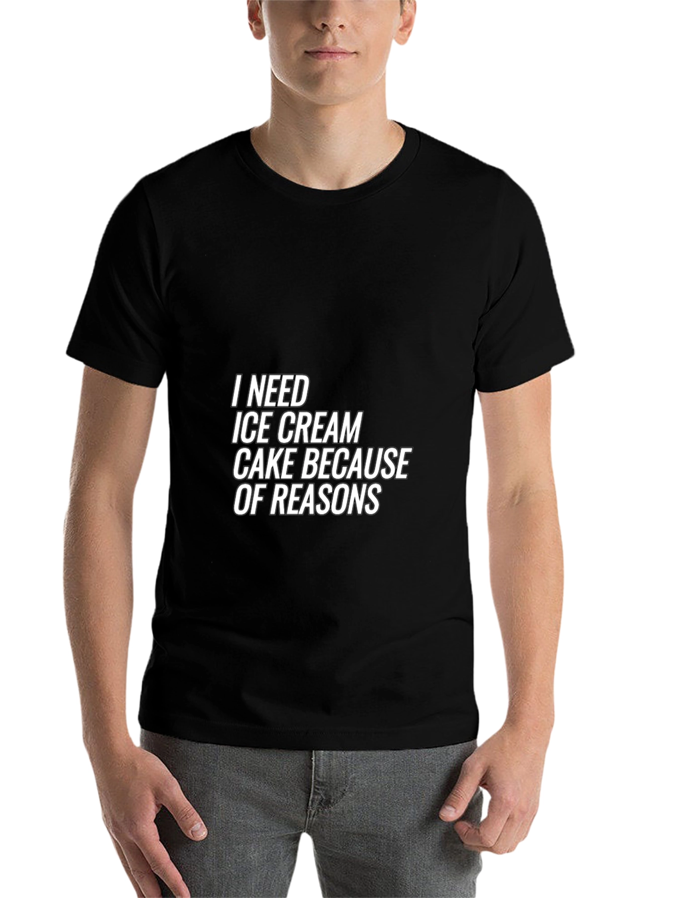Black I Need Ice Cream Cake Reasons Black T-Shirt view 7