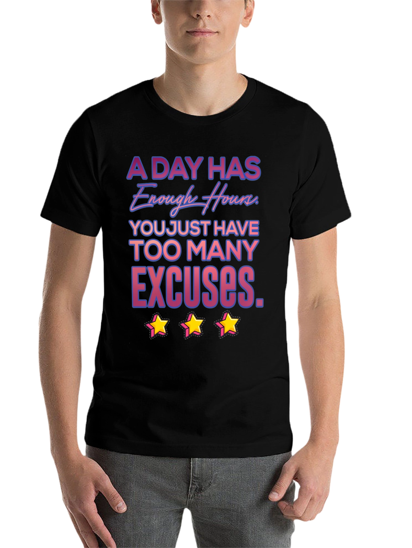Black Motivational T-Shirt: A Day Has Enough Hours view 7