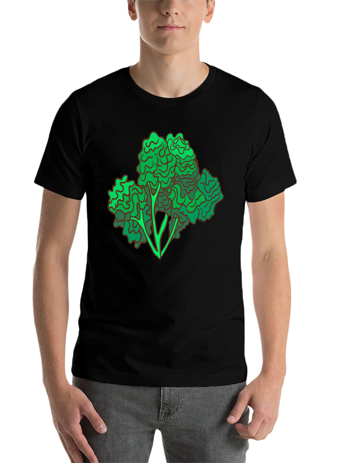 Black Broccoli Graphic Print Black T-Shirt view 7