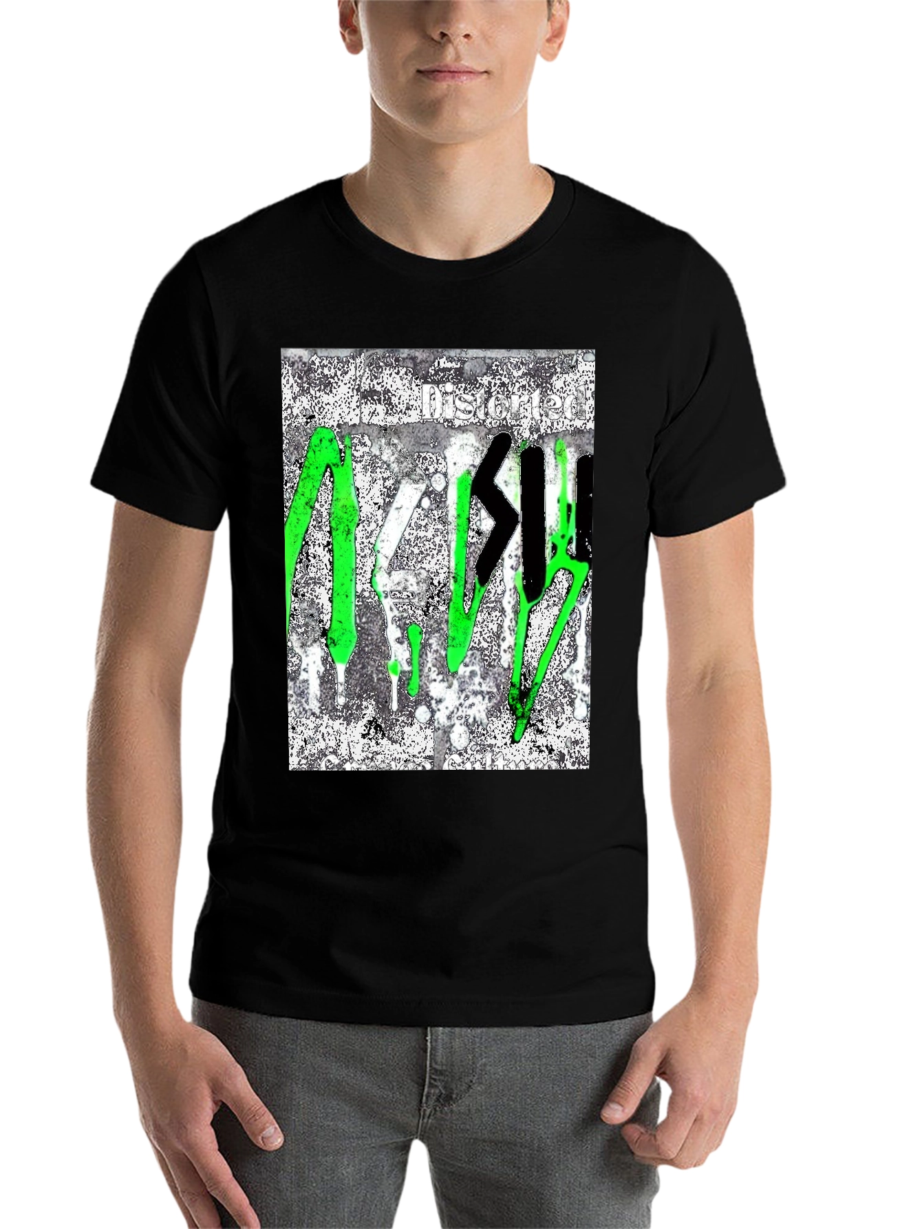 Black Distorted Graffiti Style T-Shirt view 7