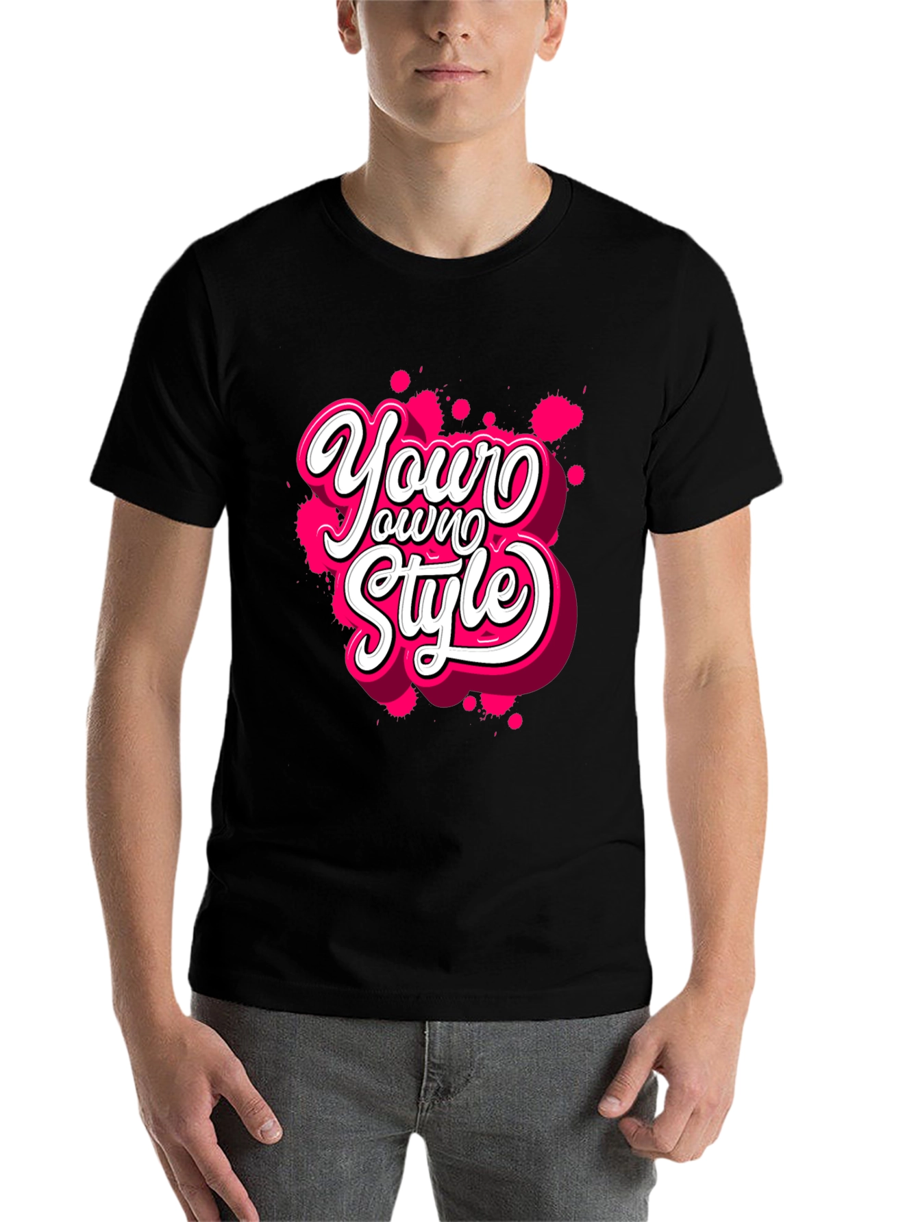 Black Your Own Style Graphic Tee - Black Cotton T-Shirt view 7
