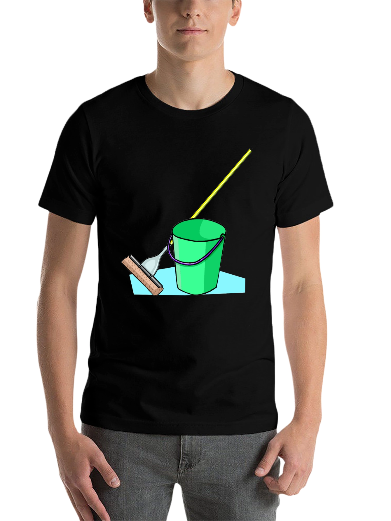 Black Mop Bucket Graphic T-Shirt view 7