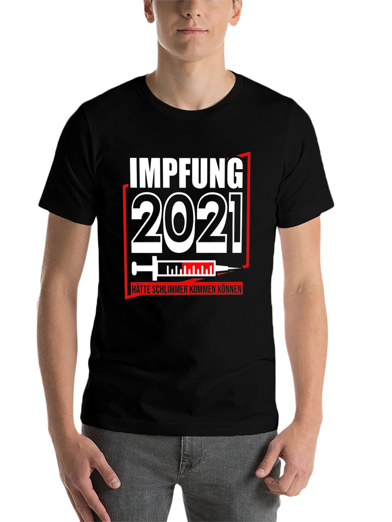 Black Impfung 2021 Graphic Tee - Vaccine Humor T-Shirt view 7