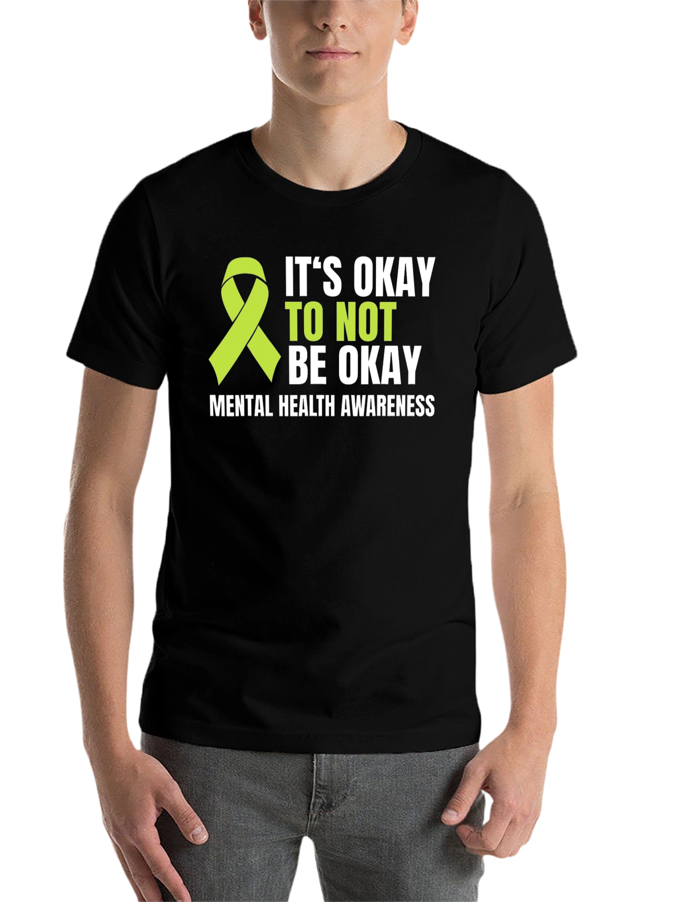 Black Mental Health Awareness T-Shirt - It's Okay to Not Be Okay view 7